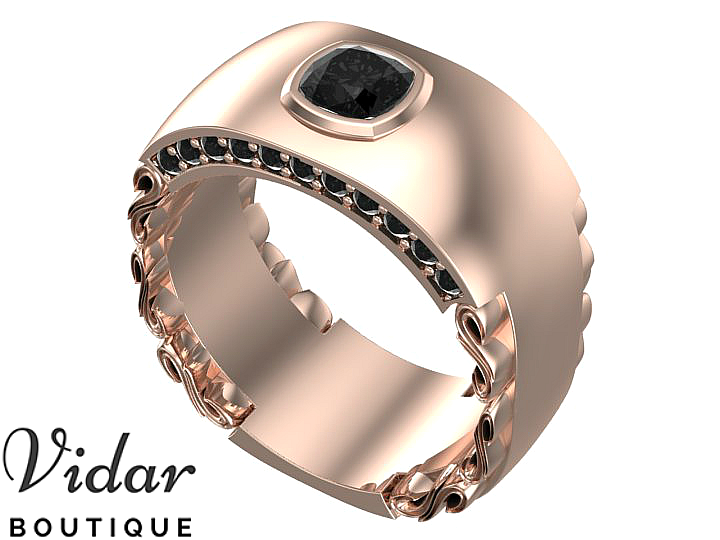 Unique Men's Black Diamond Wedding Band Ring - Elegant & Durable for Engagement, Anniversary & Special Occasions