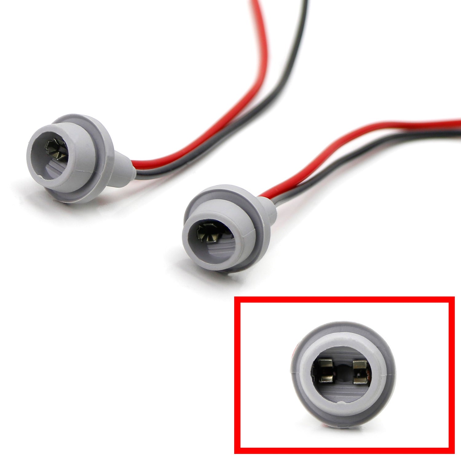 (2 Pack) 168 194 2825 W5W 920 921 T10 T15 Rubber Base Socket with Pigtail Wiring Harness - Compatible with Car, Truck, RV, and Marine Lighting Applications