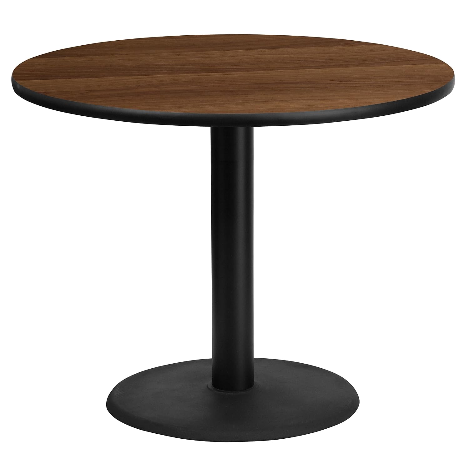 Flash Furniture Graniss 36-Inch Round Walnut Laminate Dining Table with 24-Inch Height Base - Perfect for Kitchen, Breakfast Nook, Small Space Dining & Office Conference Rooms