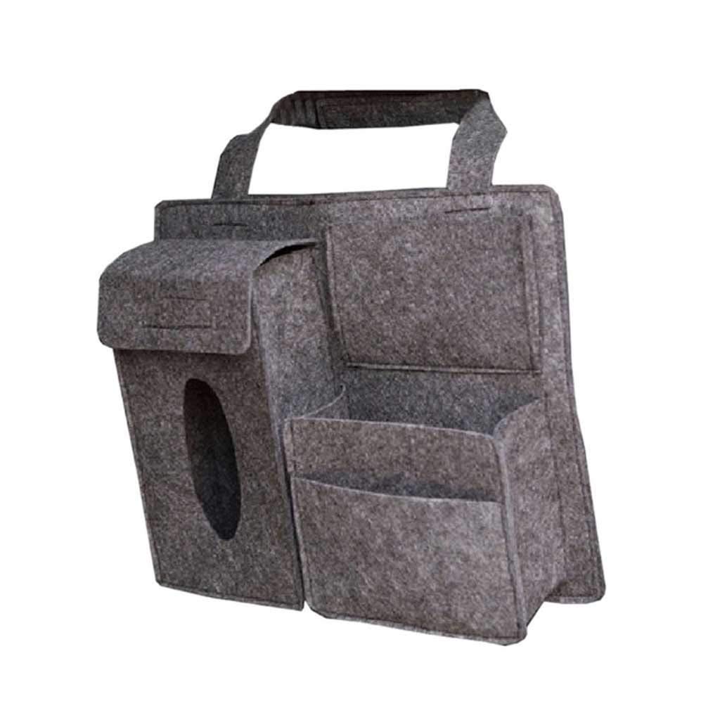 Universal Car Back Seat Organizer - Hanging Storage Bag for Paper Towels, Phones & Debris - Multi-Pocket Felt Car Organizer (Black/Gray) - Perfect for Road Trips, Family Travel & Daily Commute