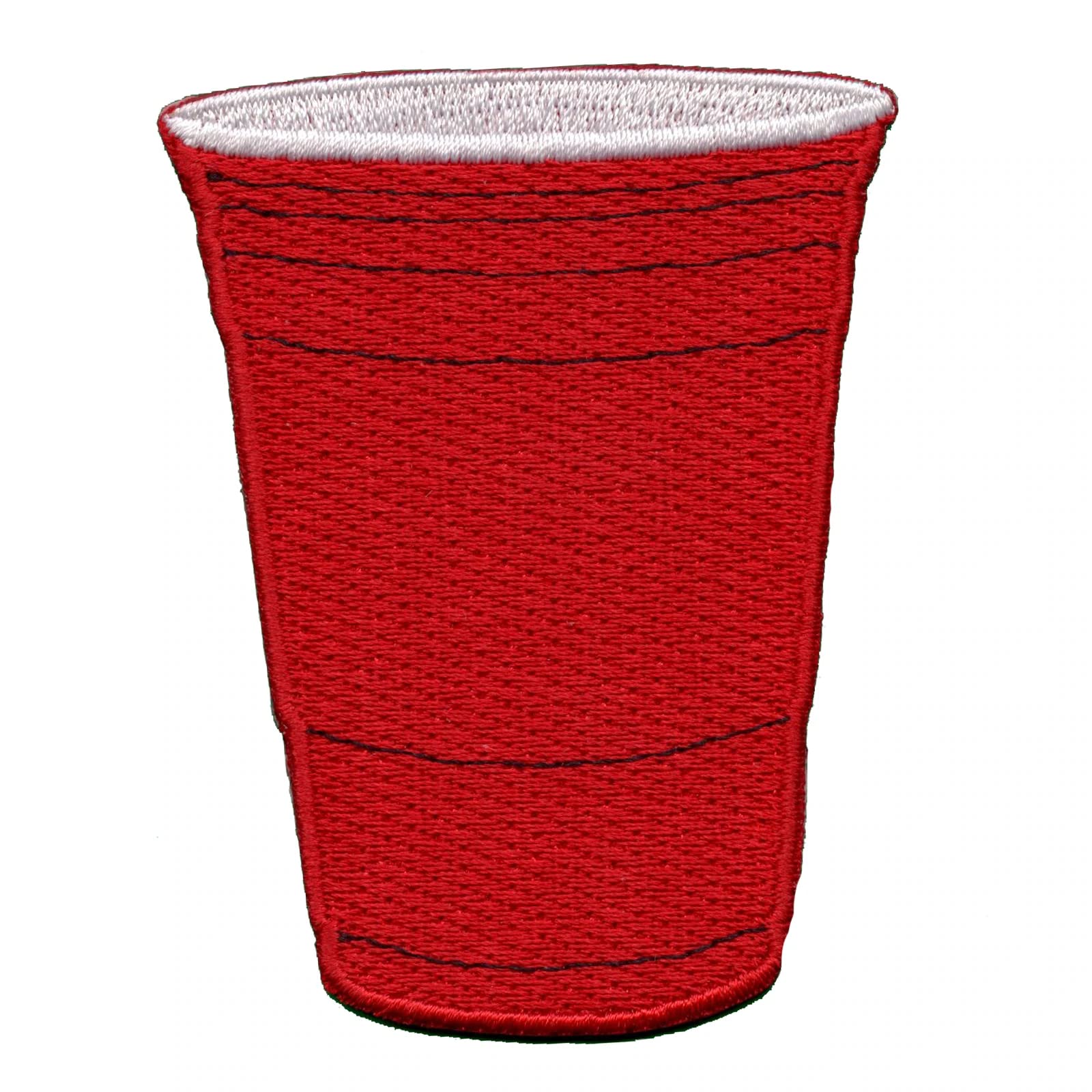 Red Plastic Party Cup Patch - Embroidered Iron On for Beer Pong, DIY Clothing & Costume Accessories - Perfect for Frat Parties, Tailgates & Halloween Costumes