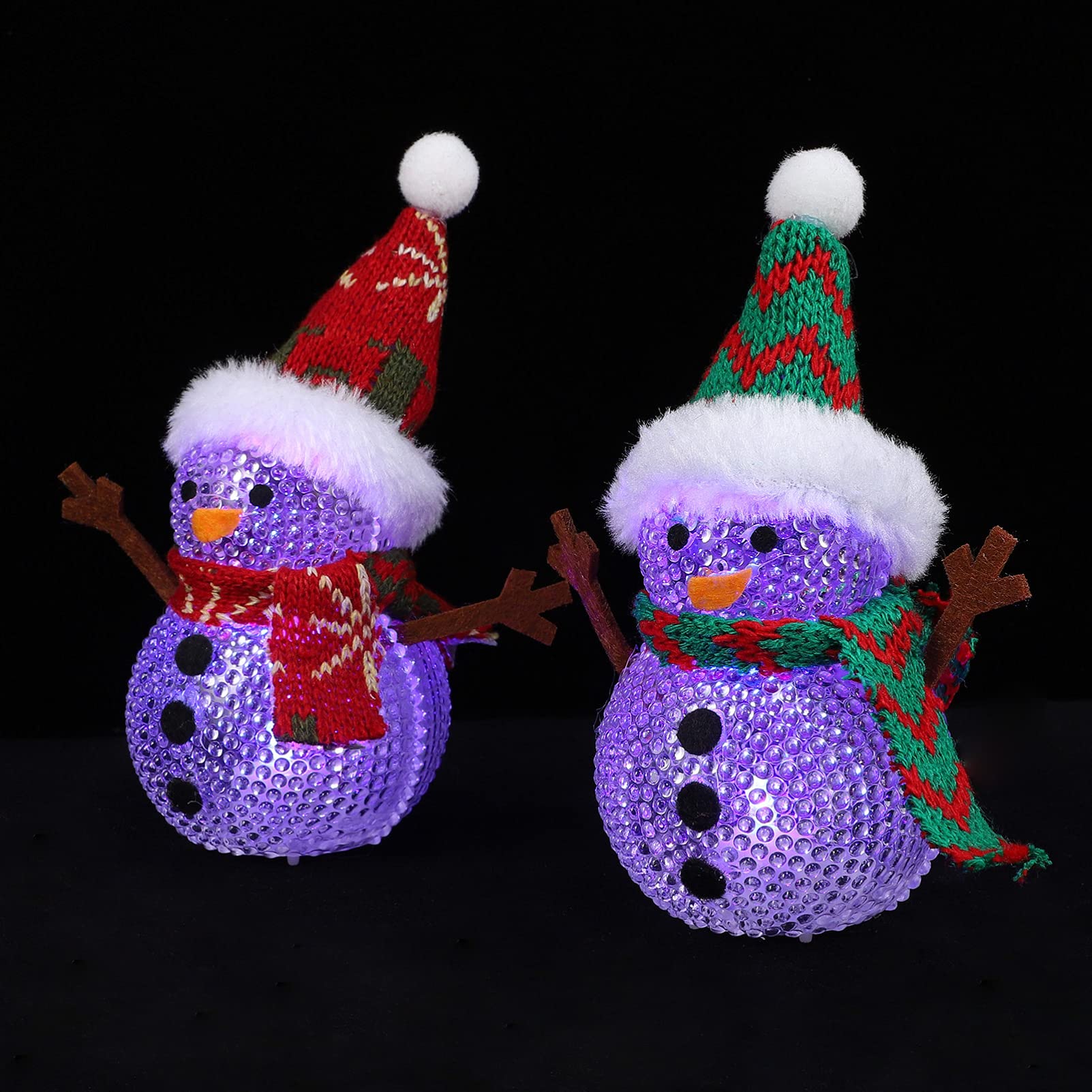 Balacoo 2-Pack LED Snowman Figurine Lamp - Christmas Table Decor with Light Up Feature, Holiday Snowman Statue & Night Light - Perfect for Christmas Tree Skirt Display, Mantel Decorations & Winter Home Decor