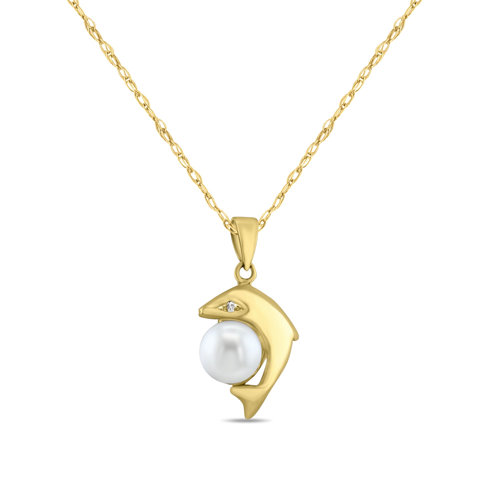 Elegant Polished Pearl Dolphin Pendant Necklace for Women - Perfect Gift for Birthday, Anniversary & Special Occasions