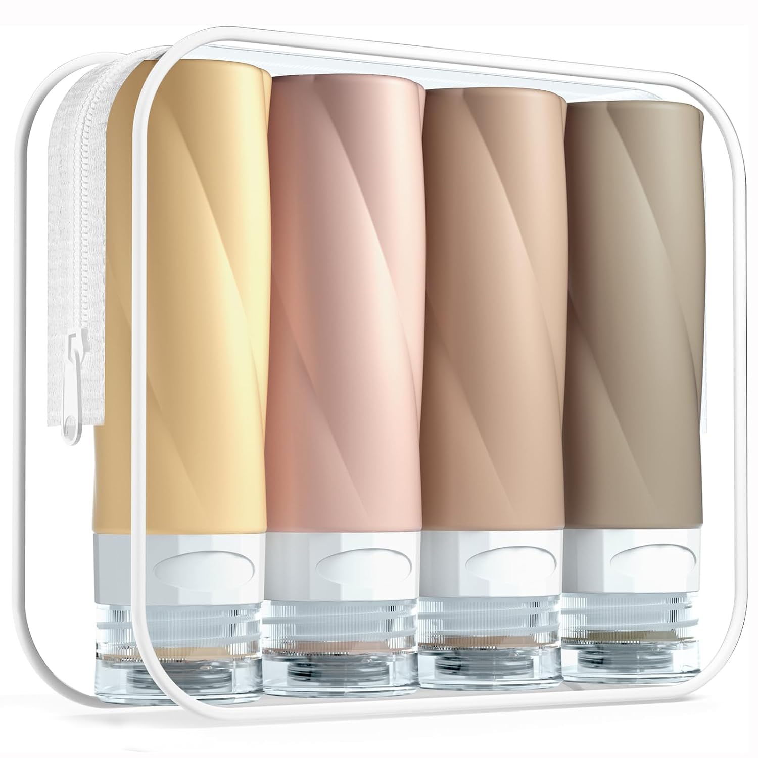 Gemice 3oz TSA Approved Travel Bottles - BPA Free Leak Proof Refillable Toiletry Containers with Clear Travel Bag (4 Pack) | Perfect for Airplane Carry-On, Vacation Essentials & Shampoo/Lotion Storage