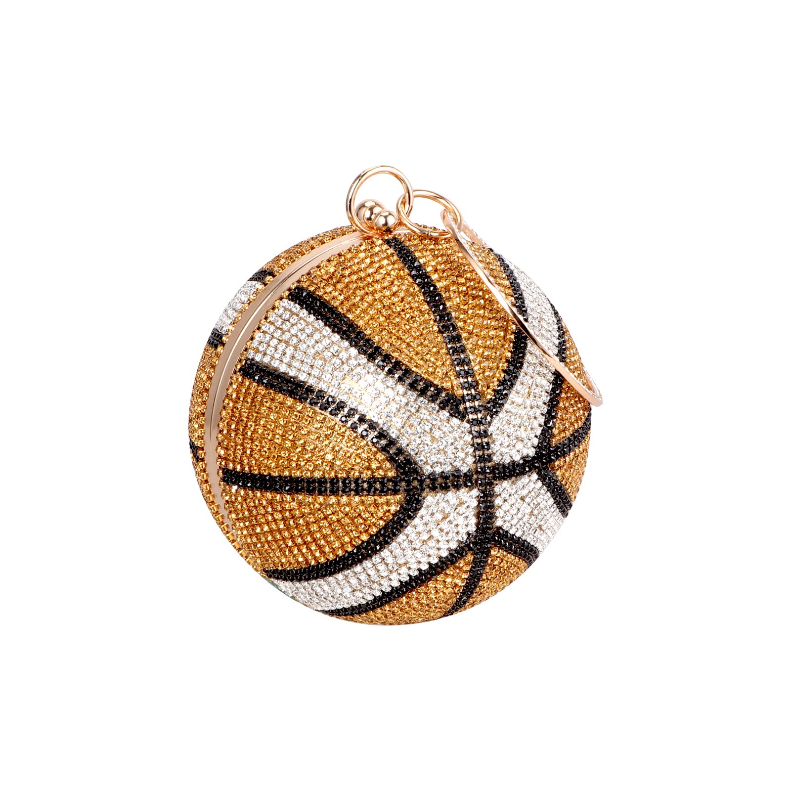 Gripit Women's Bling Basketball Purse - Diamond Accent Round Ball Crystal Clutch Handbag with Wristlet in Gold | Perfect for Game Day, Parties, and Night Out Accessories