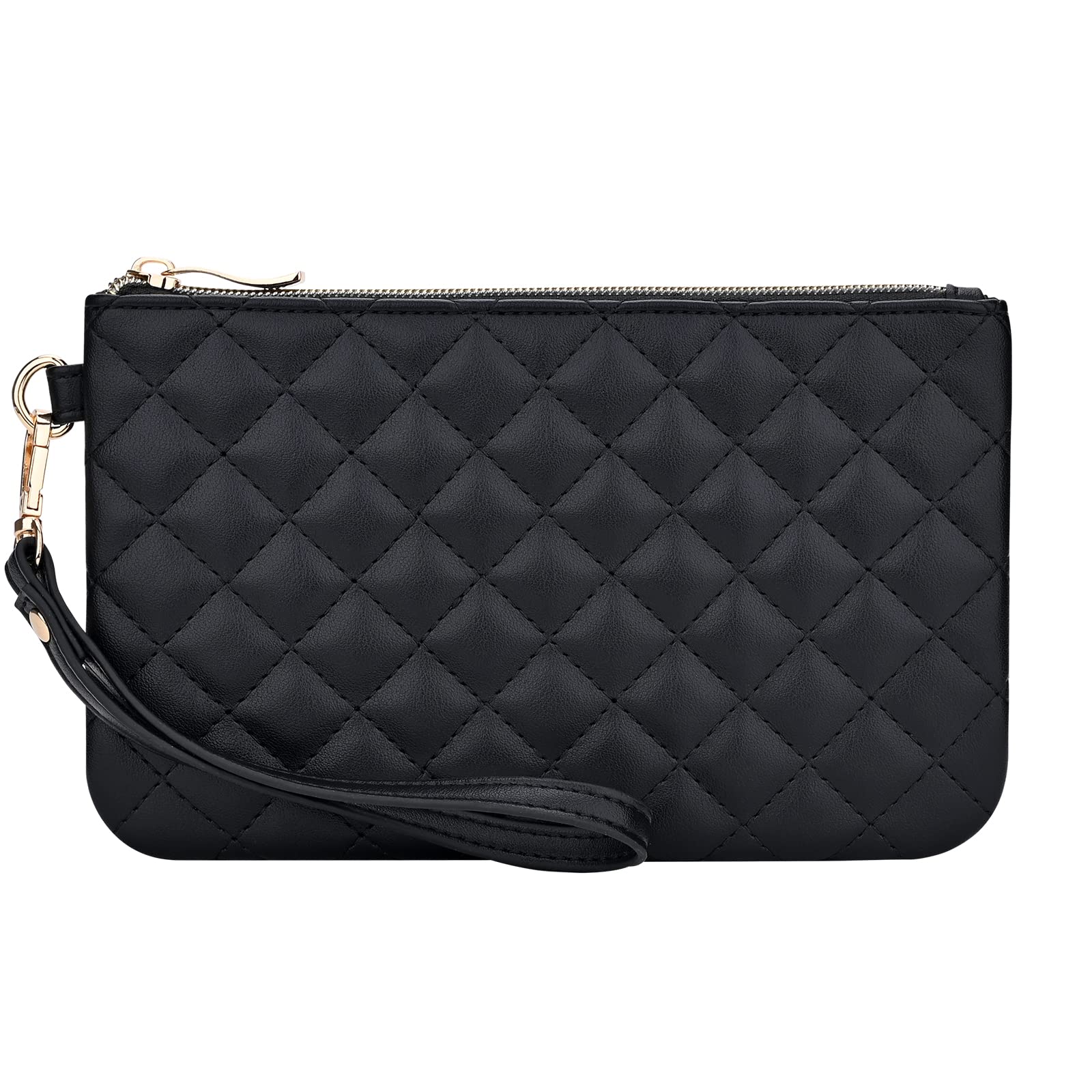 Quilted Vegan Leather Wristlet Purse for Women - Zip Clutch Bag with Strap for Evening, Party & Daily Use | Fashionable Crossbody Pouch for Phone, Cards & Essentials