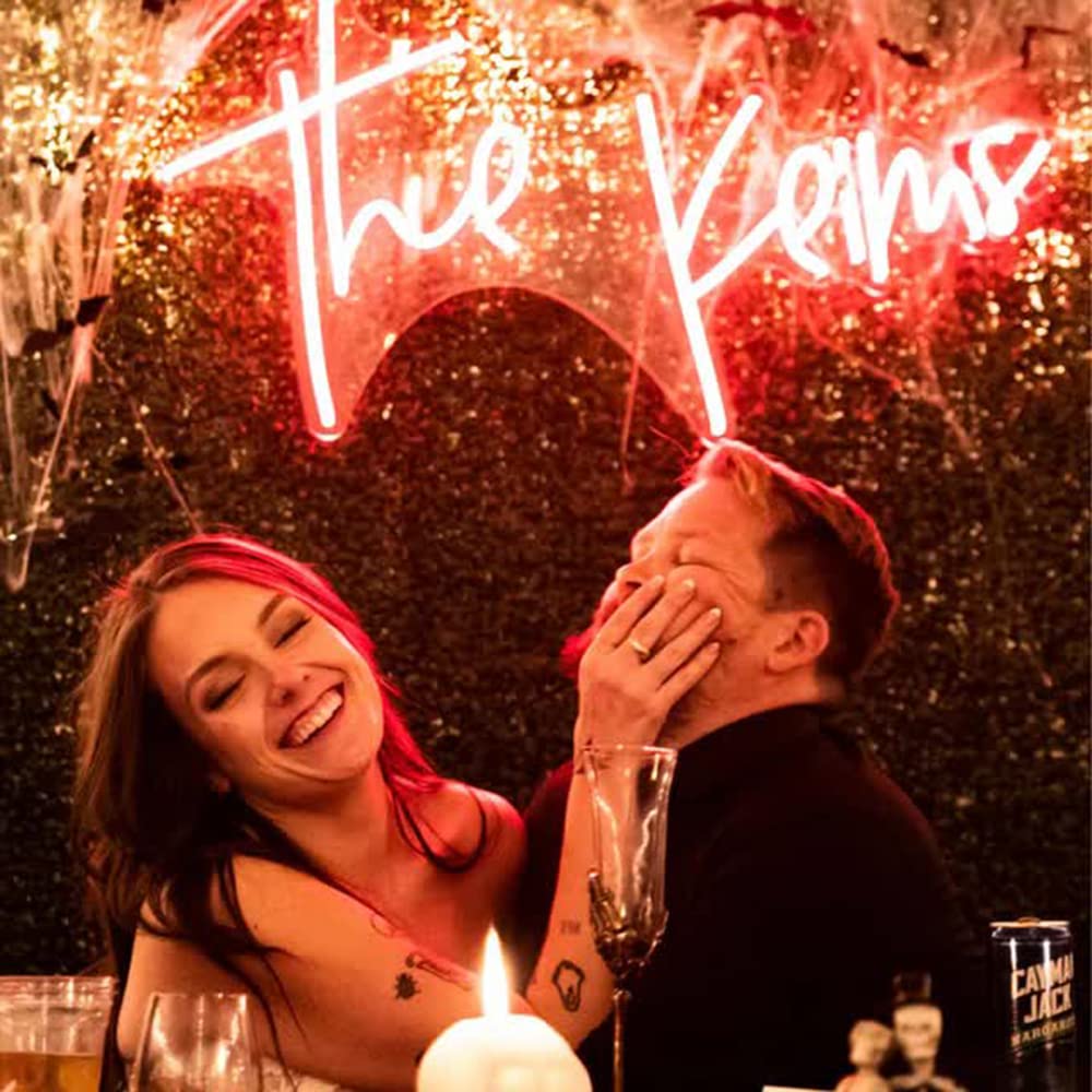 Custom Wedding Neon Sign - Personalized LED Wall Decor for Family Name & Backdrop - 35'' Length (16 Characters) - Perfect for Wedding Decor, Home Decor & Party Lighting