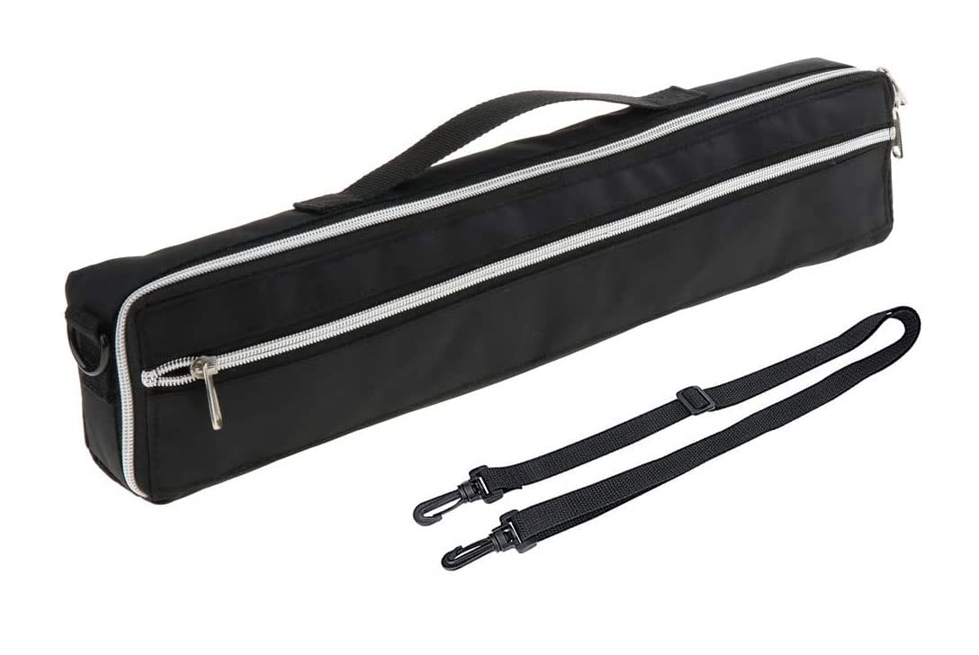 Lightweight 17 Hole Flute Case Cover Bag with Adjustable Shoulder Strap & Soft Plush Lining - Black (17.3