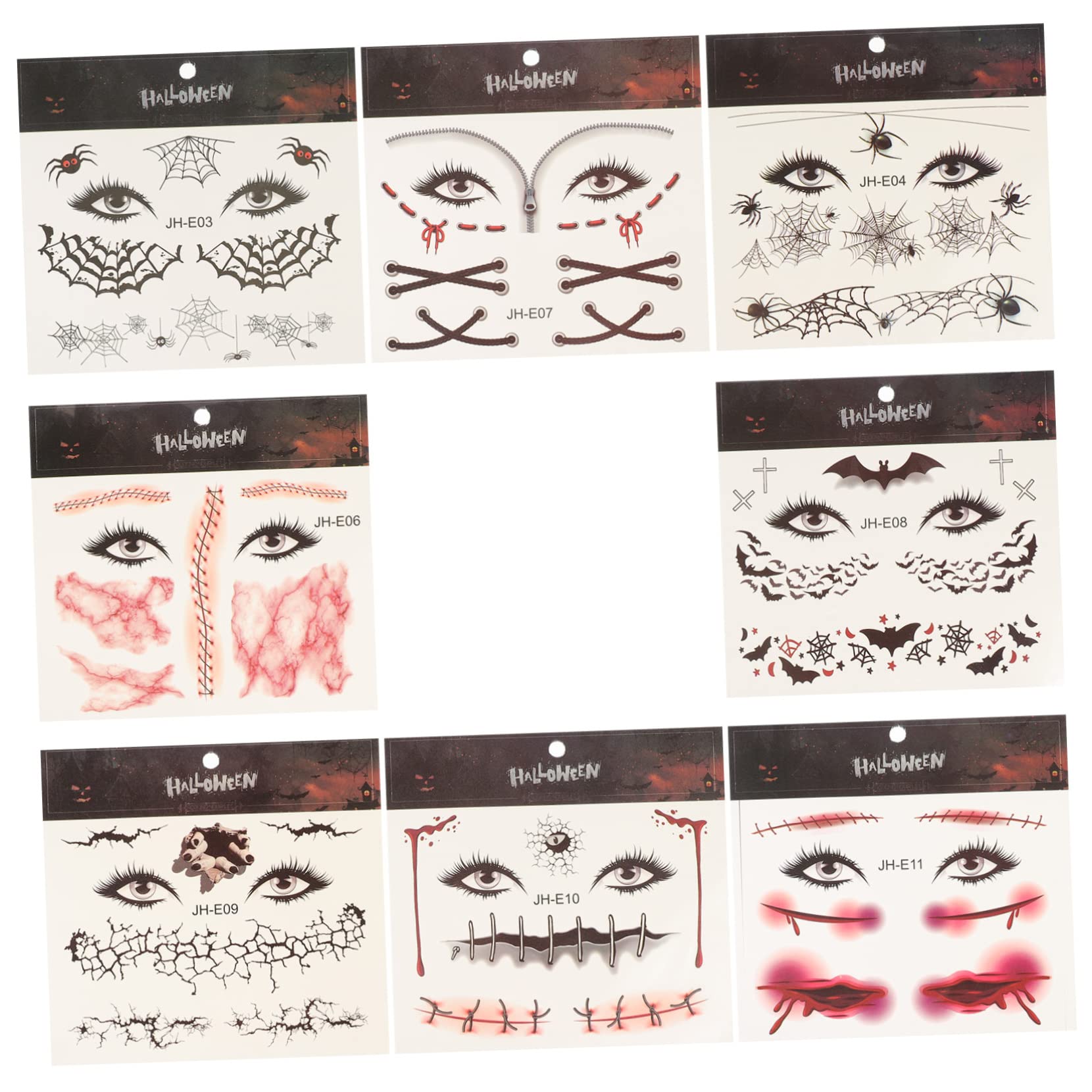8pcs Halloween Face Stickers - Spider & Wound Decals for Party