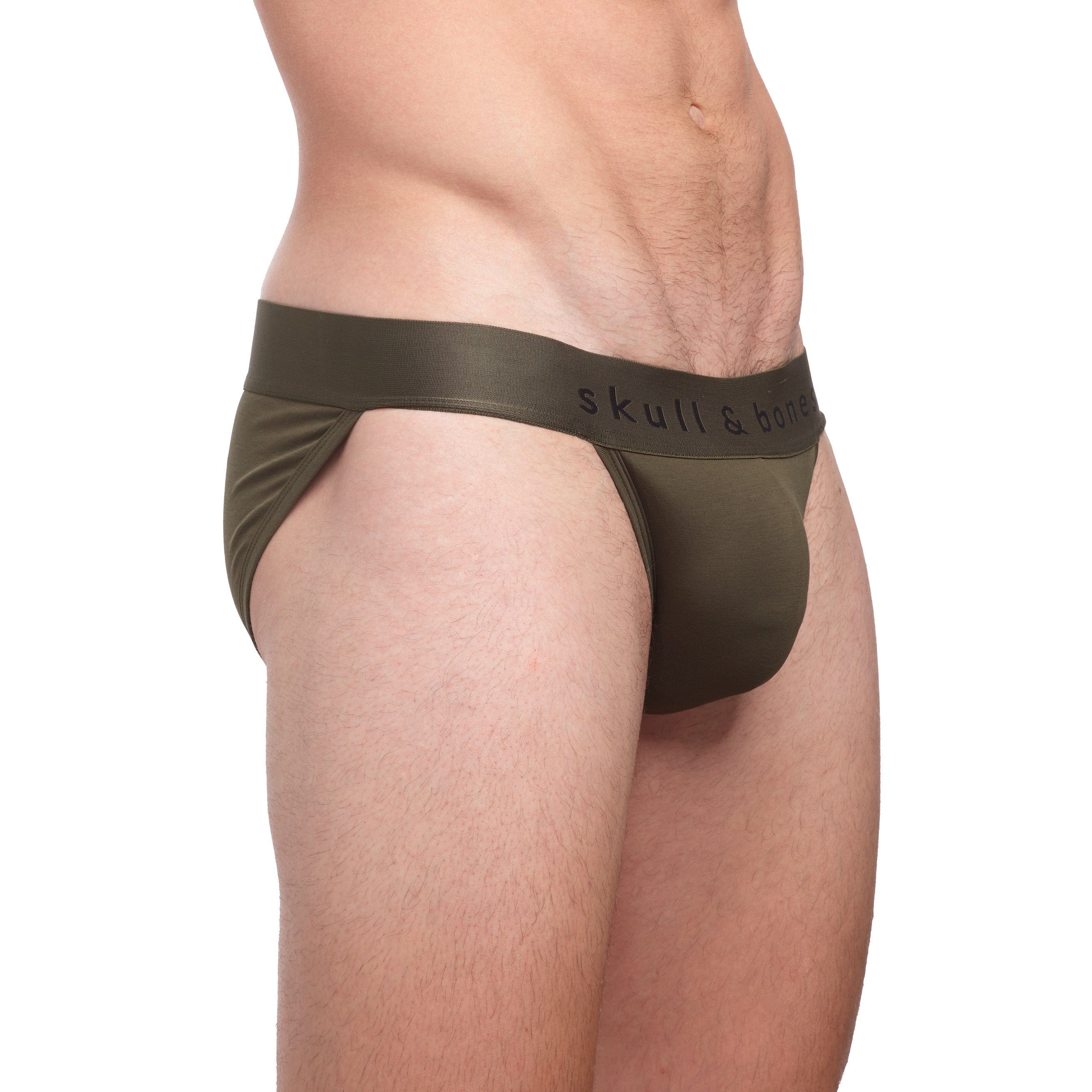Just the Bones Sport Brief in Army Green - Comfortable Men's Underwear for Gym, Running & Active Lifestyle