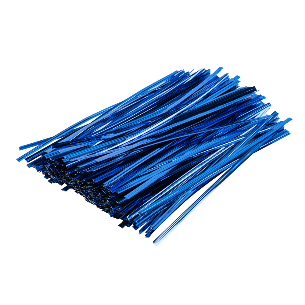 Premium Blue Metallic Twist Ties for Bags - 500 Count Box | Secure & Reusable Bag Closures for Food Storage, Gift Wrapping & Organization