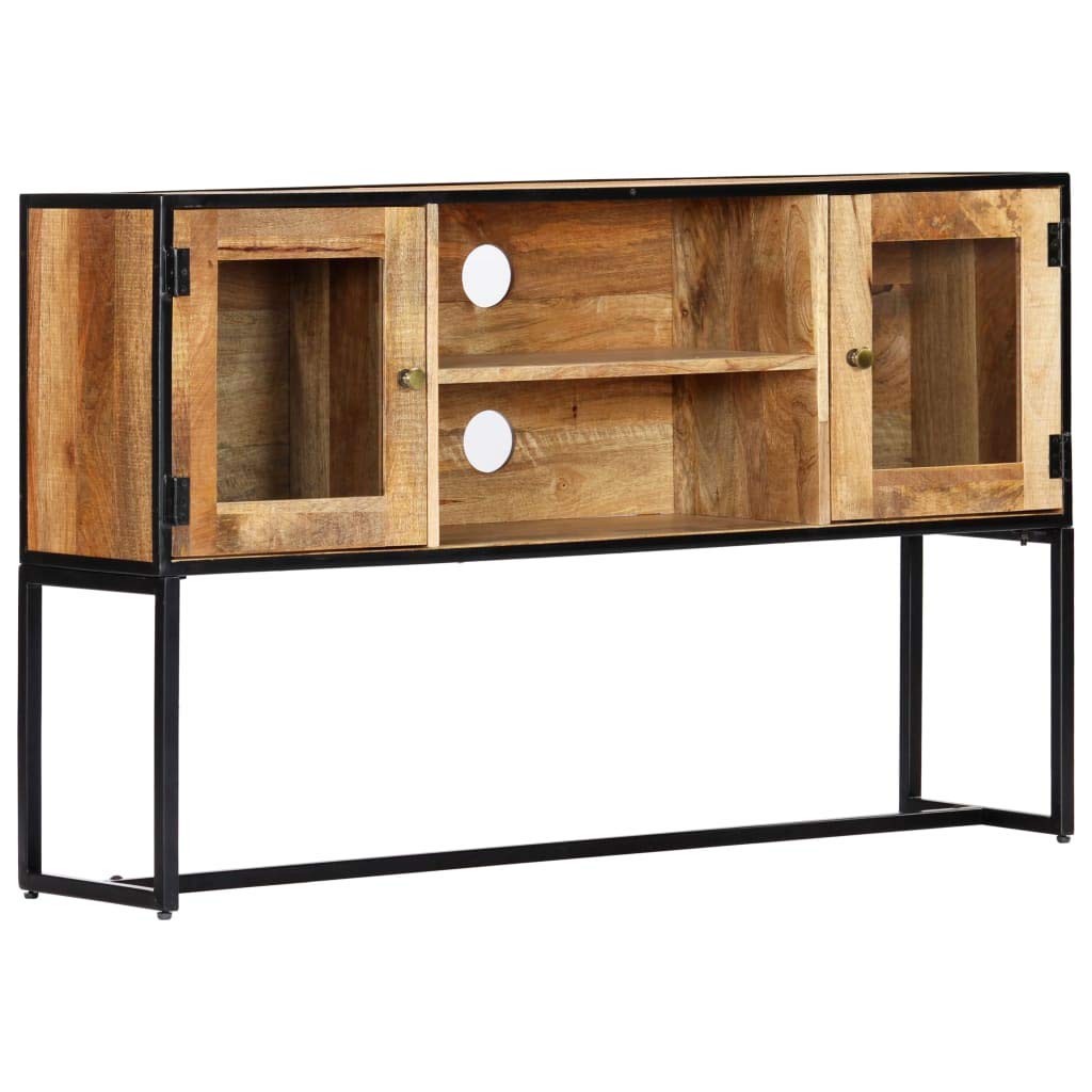 Brown TV Stand with 2 Doors & Open Shelves - Wooden Entertainment Center with Metal Frame - TV Storage Cabinet & Living Room Console Table - Perfect for Home Theater Setup & Living Room Organization