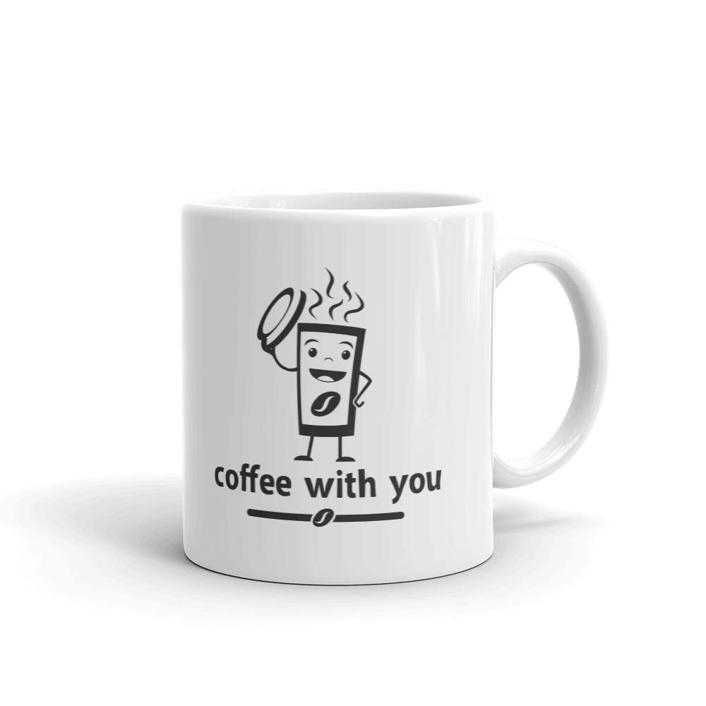 11 oz Ceramic Coffee Mug with Lid - Funny Smiling Coffee Cup for Office, Work, or Tea - Perfect Gift Idea for Coffee Lovers - Great for Home, Office & Gifting