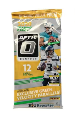 2020 Panini Donruss Optic Football Jumbo Value Pack with Green Velocity Parallels - Premium NFL Trading Cards for Collectors & Fantasy Football Fans - Perfect for Trading, Collecting, and Displaying