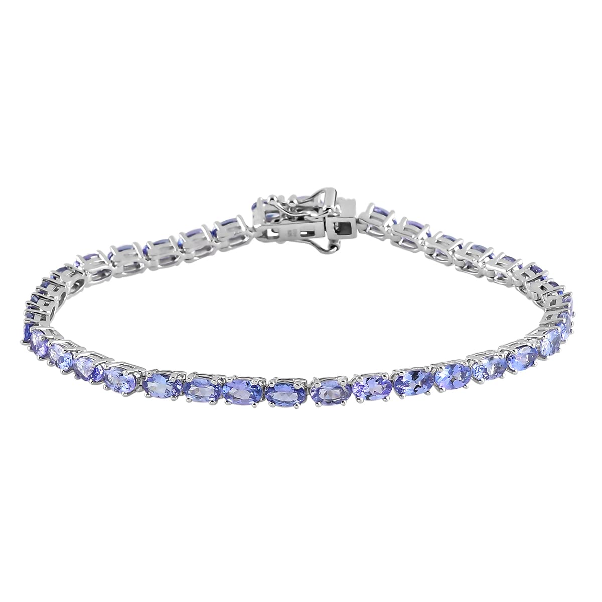 925 Sterling Silver Platinum Plated Blue Tanzanite Tennis Bracelet for Women | Elegant Jewelry for Wedding, Engagement, Anniversary & Mother's Day Gifts | 6.6 Ct Tanzanite Gemstone | Perfect for Evening Parties, Date Nights & Special Occasions