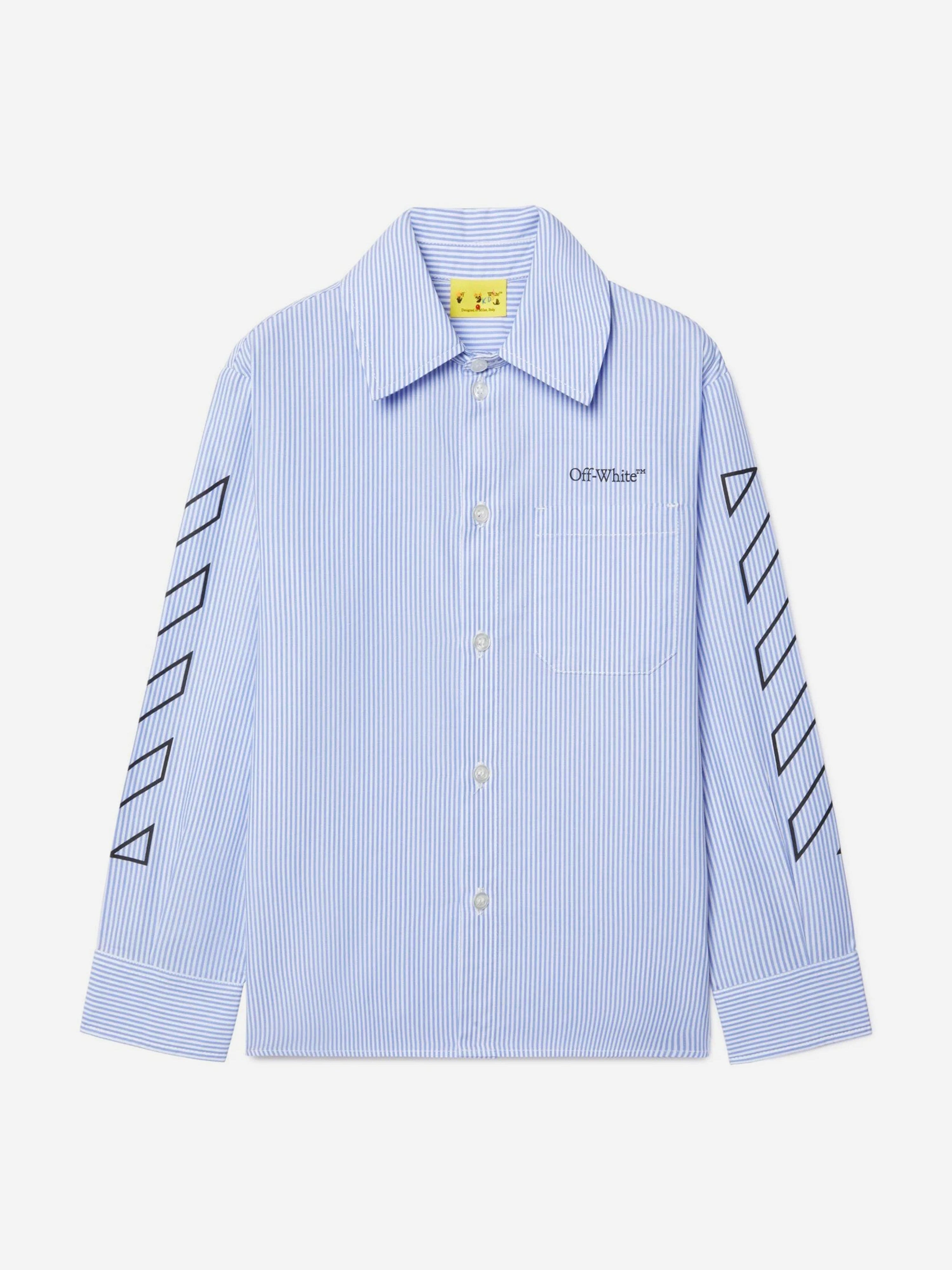 Boys Bookish Diagonal Stripe Shirt in Blue - Stylish & Comfortable for School, Reading & Casual Outings
