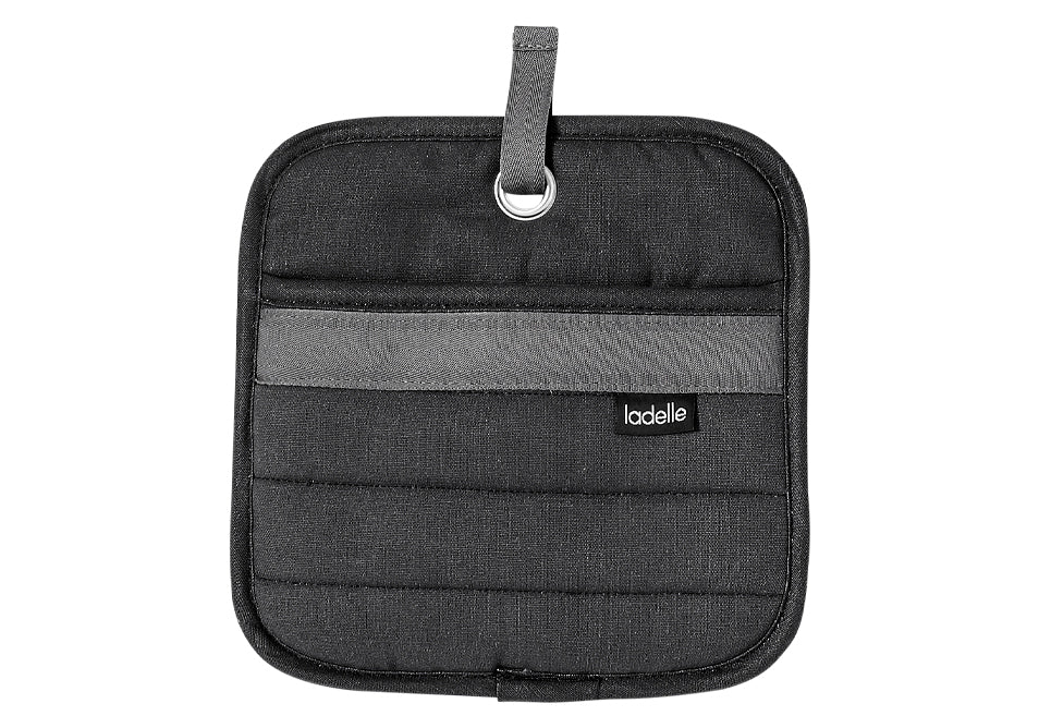 Ladelle Professional Series III Plain Pot Holder - Heat Resistant Oven Mitt, Black - Perfect for Cooking, Baking, and Kitchen Safety