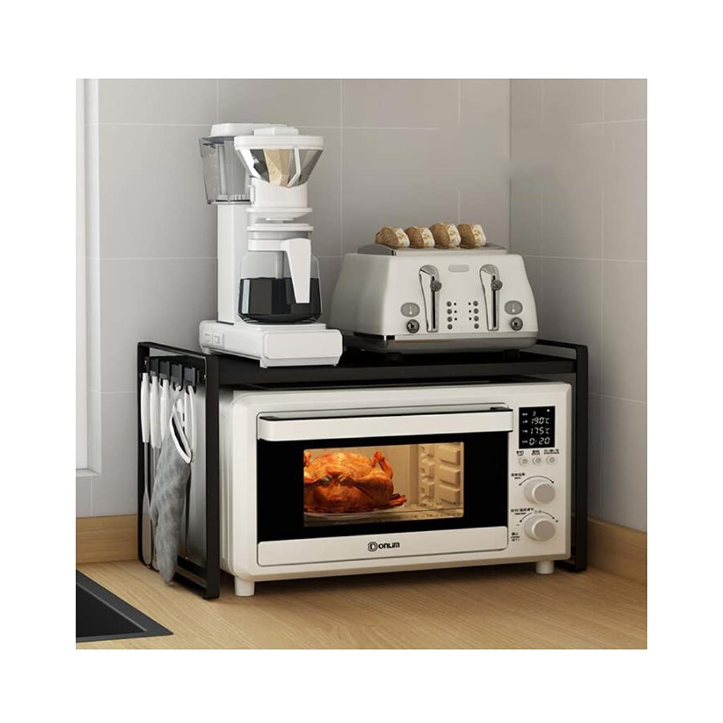 Double-Layer White Microwave Oven Rack - Countertop Kitchen Storage Organizer for Food, Pots & Small Appliances | Perfect for Microwave, Printer Desk & Food Service Equipment Organization