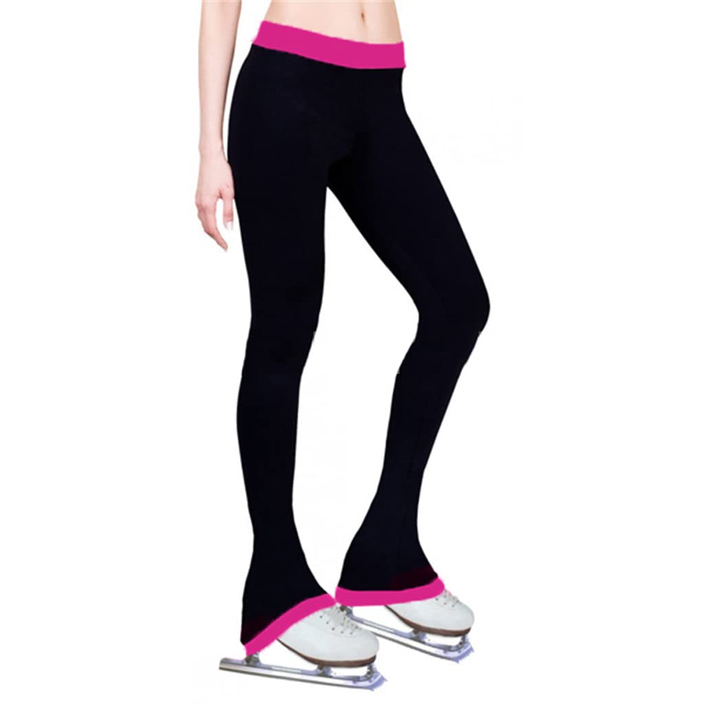 COYI Women's Figure Skating Tights - Black Spandex Performance Pants for Ice Skating Practice