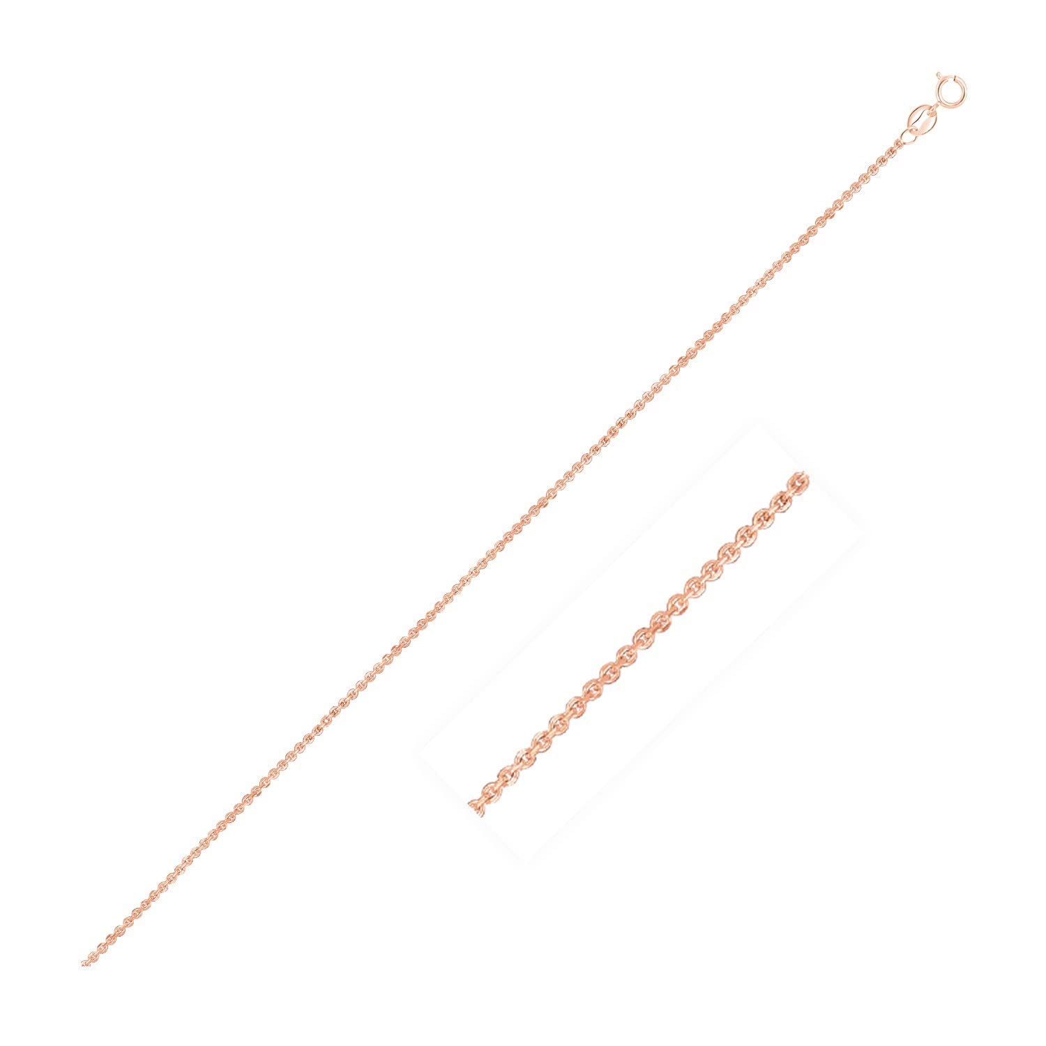 14K Rose Gold Cable Link Chain Necklace - 0.5mm Dainty Women's Jewelry for Everyday Wear, Gift Giving & Special Occasions