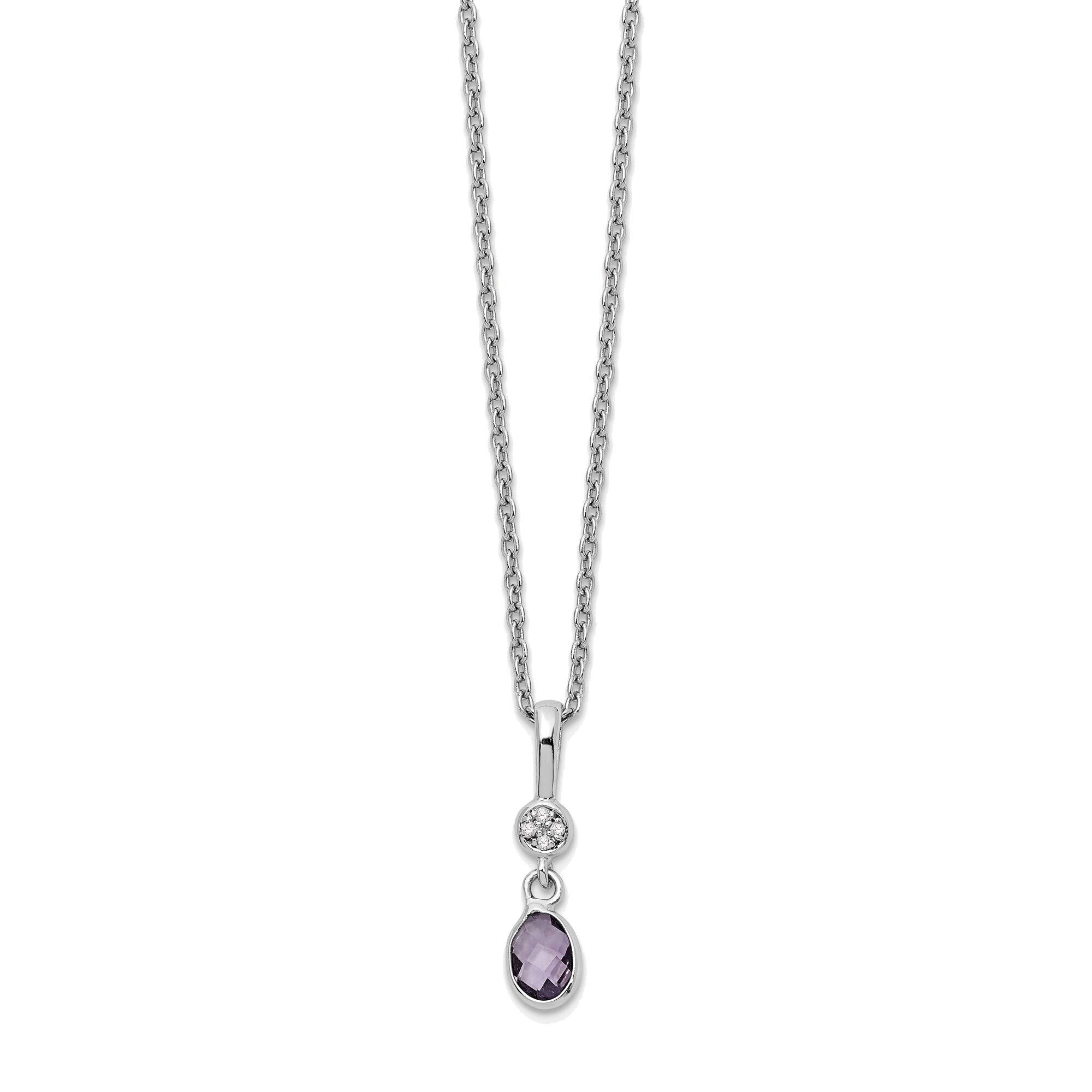 Bonyak Sterling Silver White Ice Amethyst and Diamond Pendant Necklace for Women | Elegant Jewelry Gift for Anniversary, Birthday & Special Occasions
