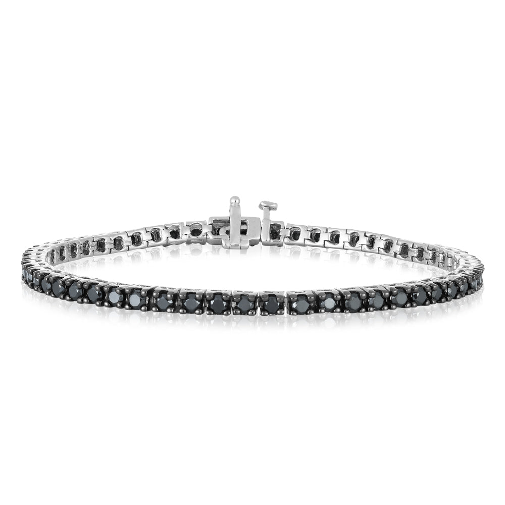 3.30 Carat Black Diamond Tennis Bracelet in Sterling Silver - 18cm Adjustable Luxury Jewelry for Women, Perfect for Weddings, Parties & Special Occasions