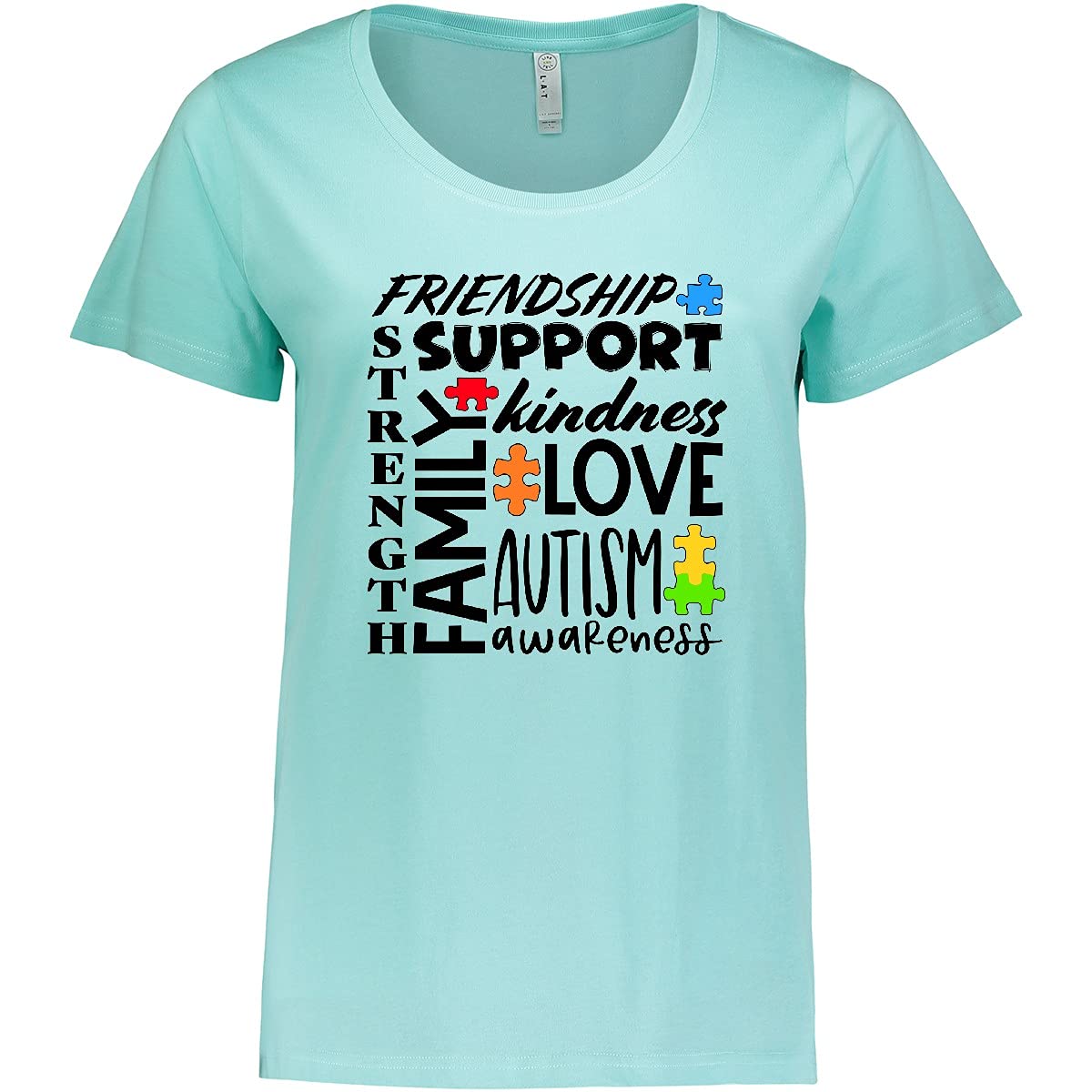 Inktastic Autism Awareness Love Friendship Support Women's Plus Size T-Shirt - Comfortable Casual Wear for Autism Awareness Events & Everyday Support