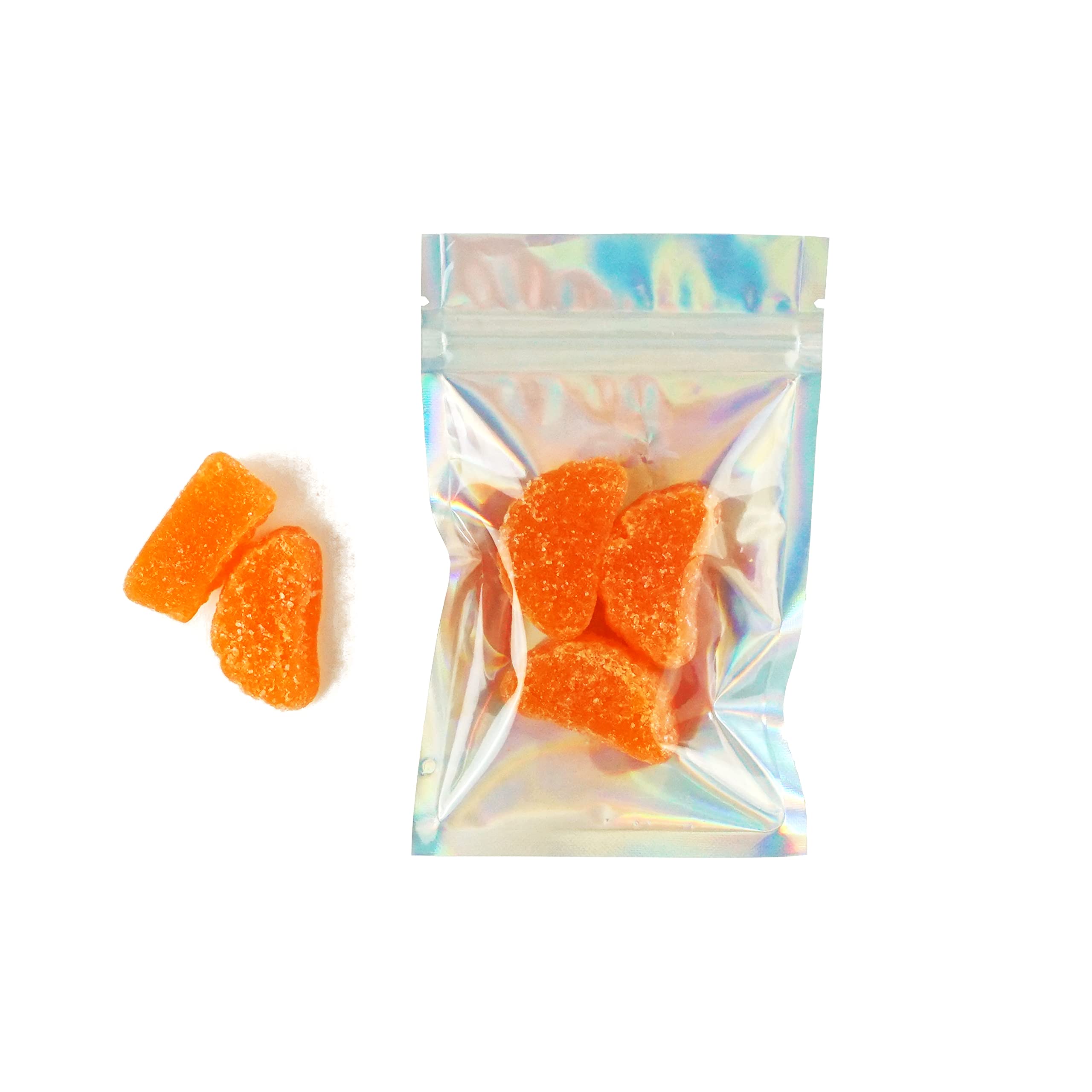 QQ Studio Holographic Zipper Bags - Rainbow Iridescent Foil Favor Bags for Parties, Treats & Candy - Smell Proof Holofoil Packaging (3.9x5.9 Inch) - Perfect for Birthday Gifts, Wedding Favors & Event Goodie Bags