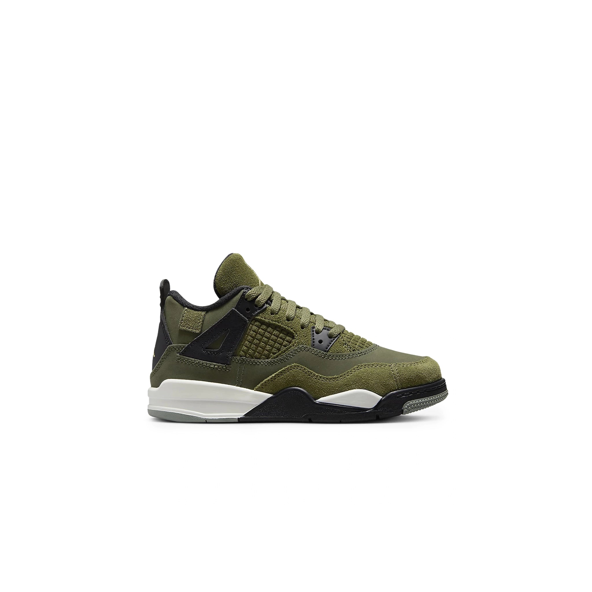 Air Jordan 4 Retro SE Craft Olive Basketball Shoes for Kids (PS) - Perfect for Court Play & Street Style Fashion