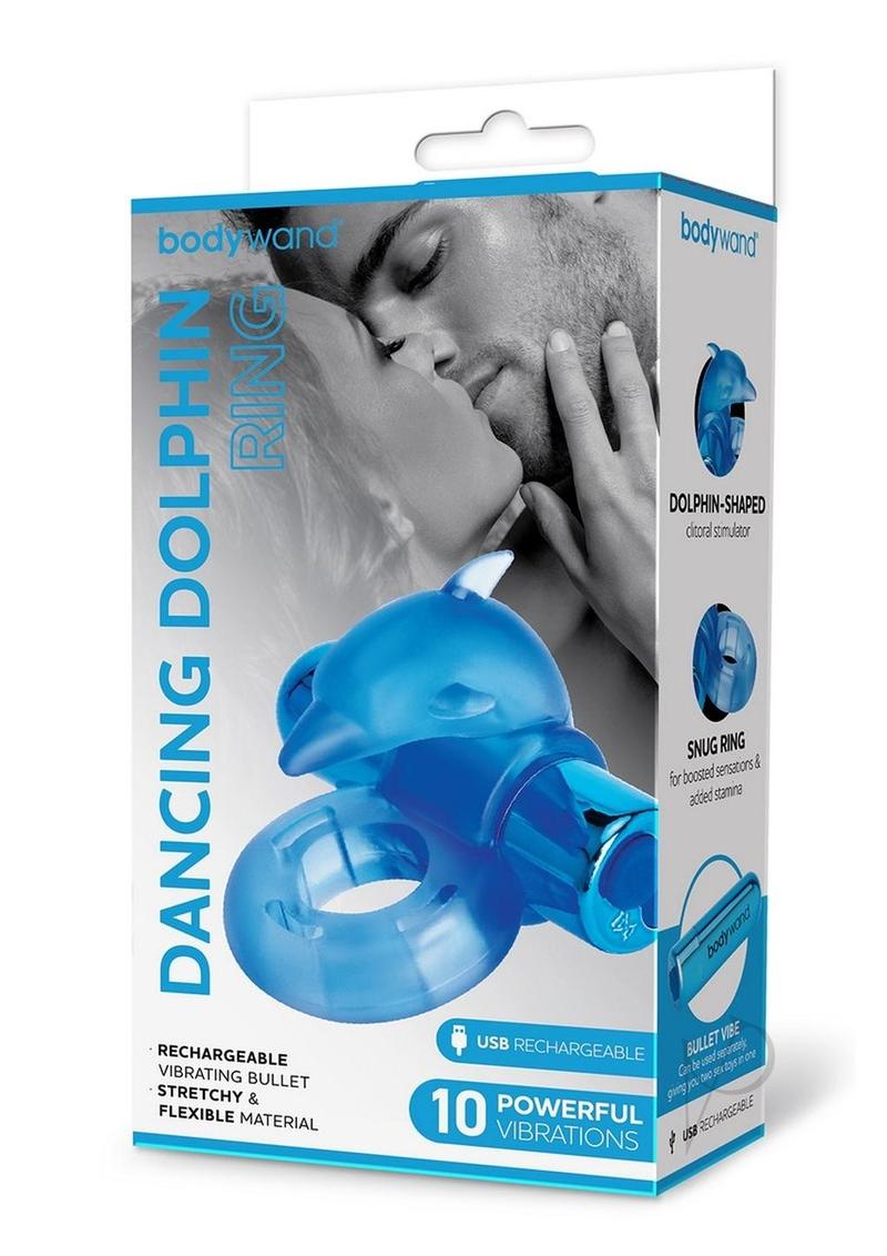 Rechargeable Silicone Dancing Dolphin Ring - Blue | Waterproof Vibrating Massager for Relaxation | Perfect for Couples, Spa, and Stress Relief