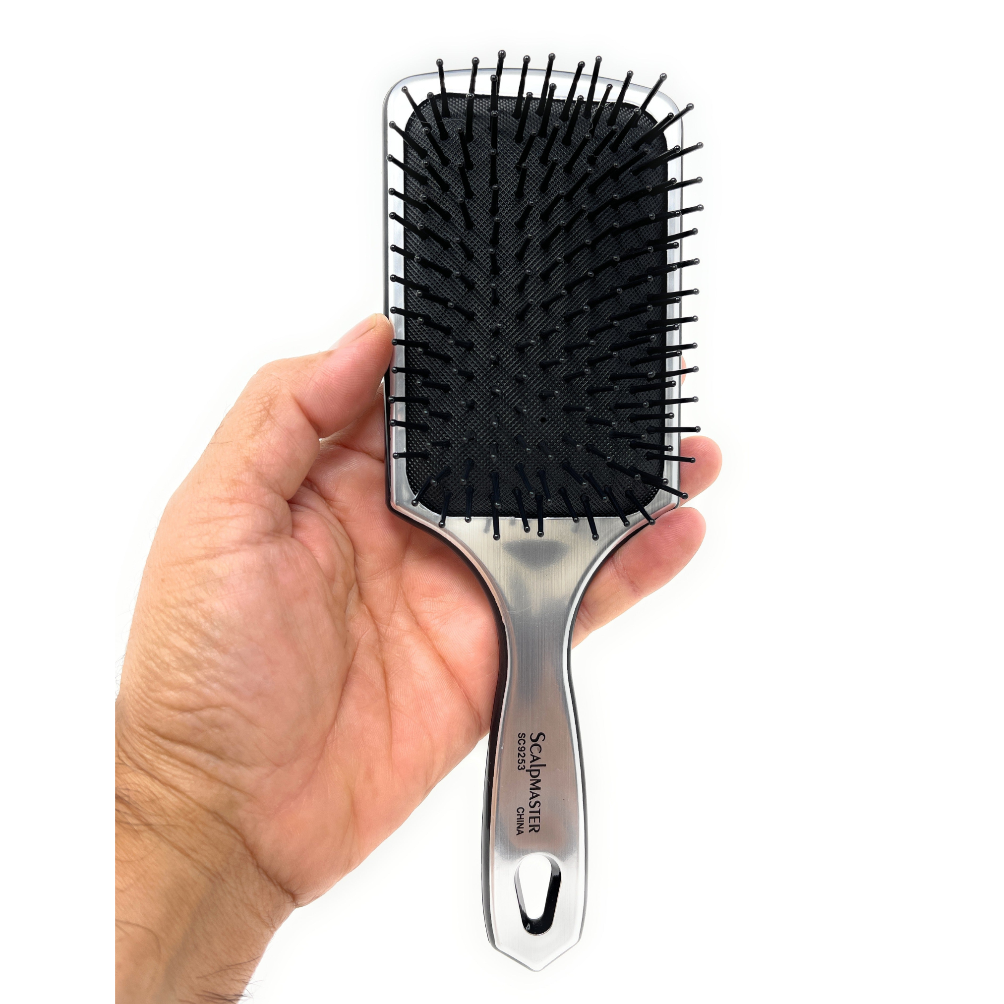 Scalpmaster Large Rectangular Cushioned Paddle Hair Brush with Ball-Tipped Bristles - Detangles & Smooths Hair for Daily Styling & Salon Results