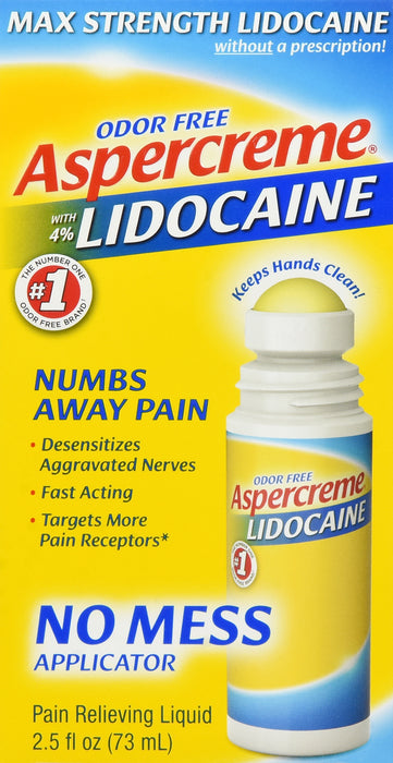 Aspercreme Lidocaine No Mess Roll On Pain Relief Cream - Fast-Acting Topical Analgesic for Muscle & Joint Pain - Easy Application for Back, Neck, Shoulders & Knees - Perfect for Athletes, Arthritis Sufferers & Active Lifestyles