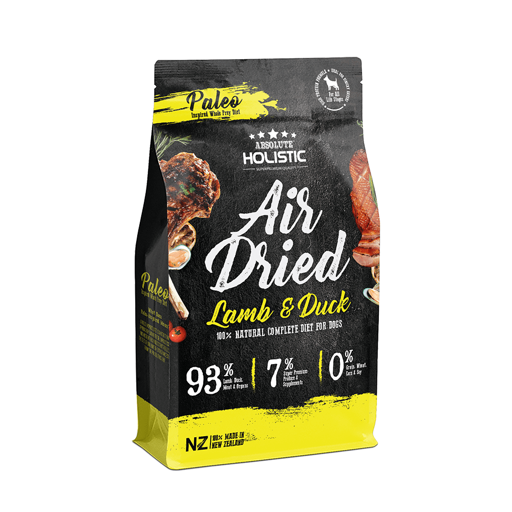 Absolute Holistic Air Dried Dog Food - Natural Lamb & Duck Recipe - Grain Free, High Protein - 1kg Bag for Small & Medium Dogs - Perfect for Training Treats & Daily Meals