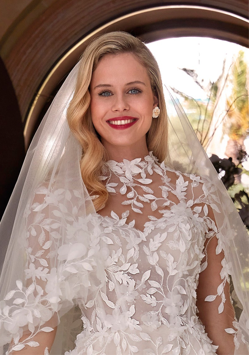 CHARLOTTE Mother of Pearl & Simulated Diamond Floral Wedding Earrings for Bride - Perfect for Bridal Showers, Weddings and Special Occasions