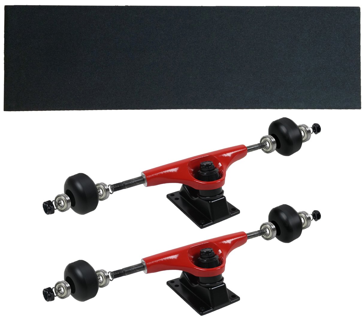 Havok Complete Skateboard Truck Set - Red Trucks, Wheels, Bearings, Grip Tape & Hardware | Perfect for Street Skating, Park Riding & Skateboard Upgrades