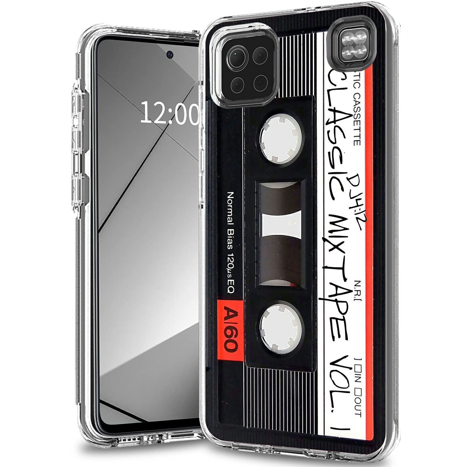 Rossy Clear Shockproof Protective Case for LG K92 5G (2021) - Dual Layer Hybrid TPU & PC Design with Retro Audio Cassette Style - Perfect for Daily Use, Travel & Outdoor Activities