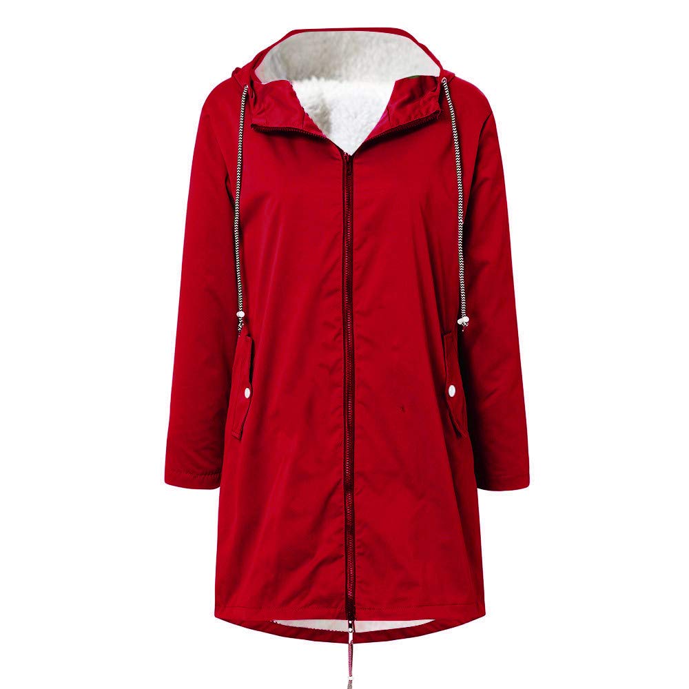 LEKODE Women's Winter Coat - Warm Solid Hoodie with Pockets, Long Sleeve Outerwear for Casual Outings, Commuting, and Outdoor Activities