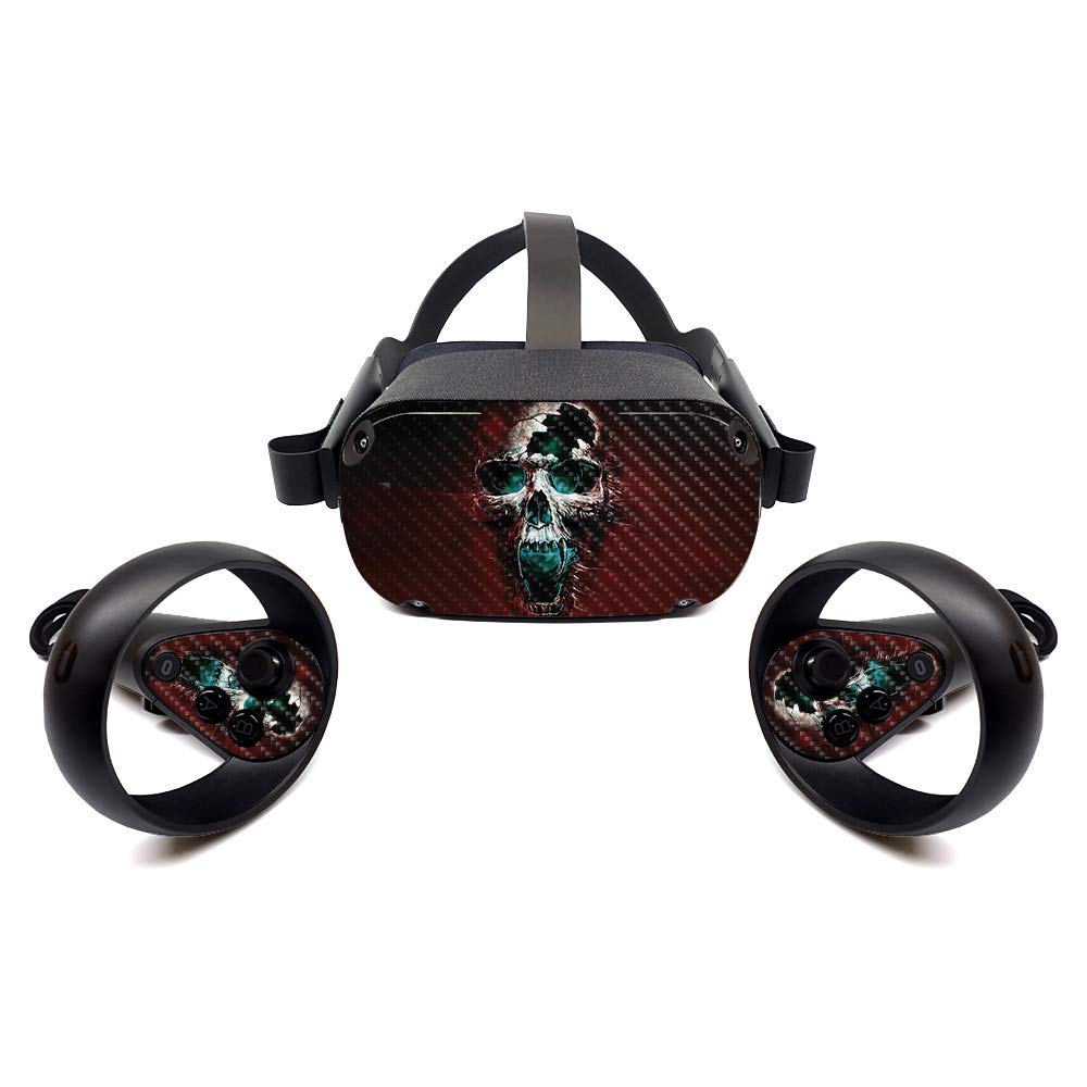 MightySkins Carbon Fiber Skin for Oculus Quest - Wicked Skull Design | Protective & Durable Textured Cover | Easy to Apply & Remove | Made in USA | Perfect for Gaming, VR Protection & Style Customization (CF-OCQU-Wicked Skull)