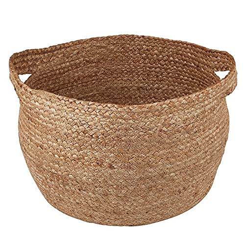 Europder 24-Inch Woven Jute Storage Basket - Natural Decorative Organizer for Home, Shelf, and Closet | Perfect for Laundry, Blankets, Toys, and Living Room Decor