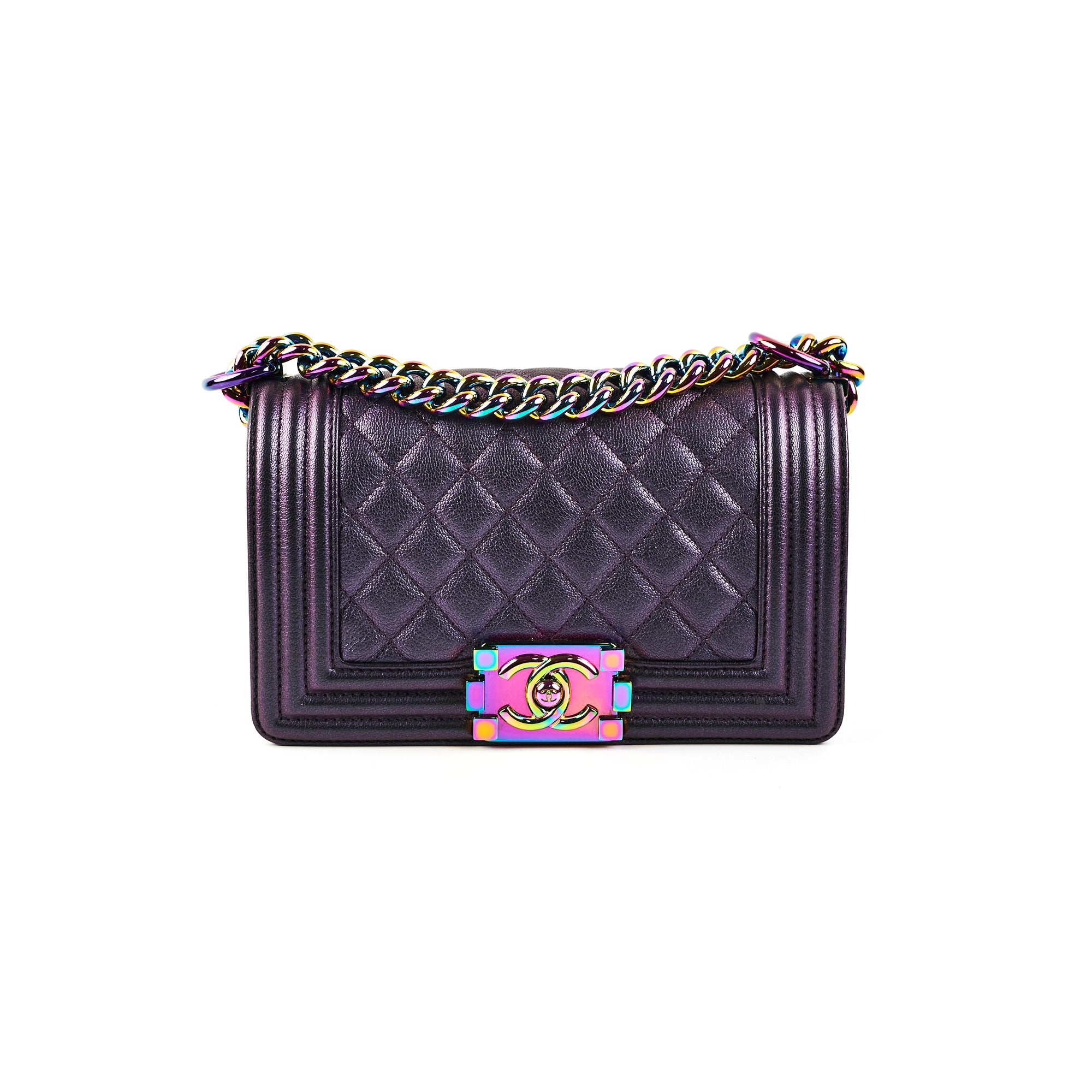 Chanel Small Boy Mermaid Iridescent Purple Shoulder Bag - Luxury Designer Crossbody Purse for Women | Perfect for Evening Parties, Date Nights & Special Occasions