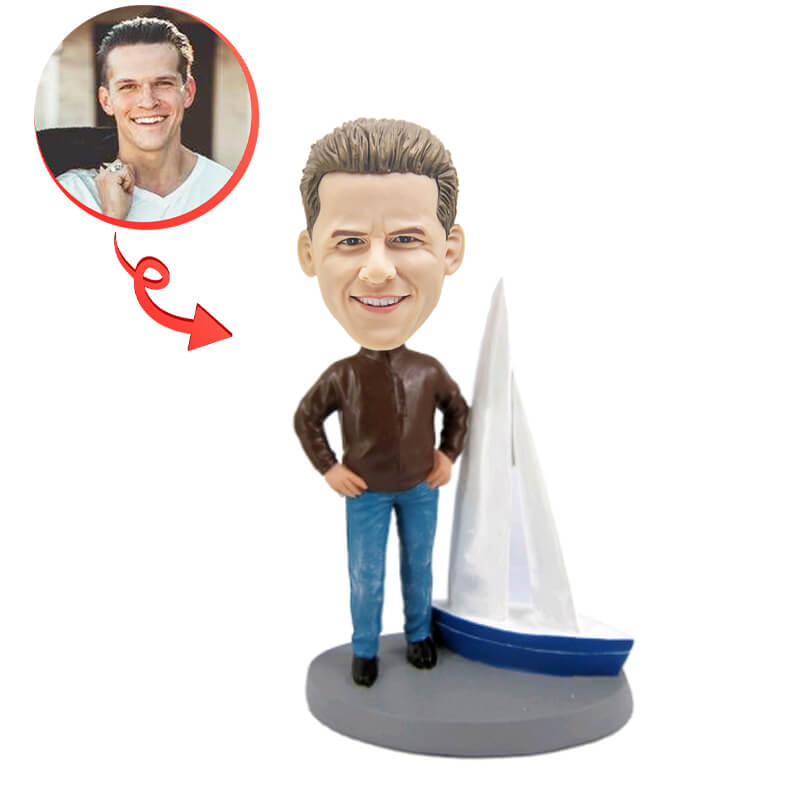 Custom Sailing Enthusiast Bobblehead - Personalized Nautical Decor for Boat Lovers, Office Desk & Home Display