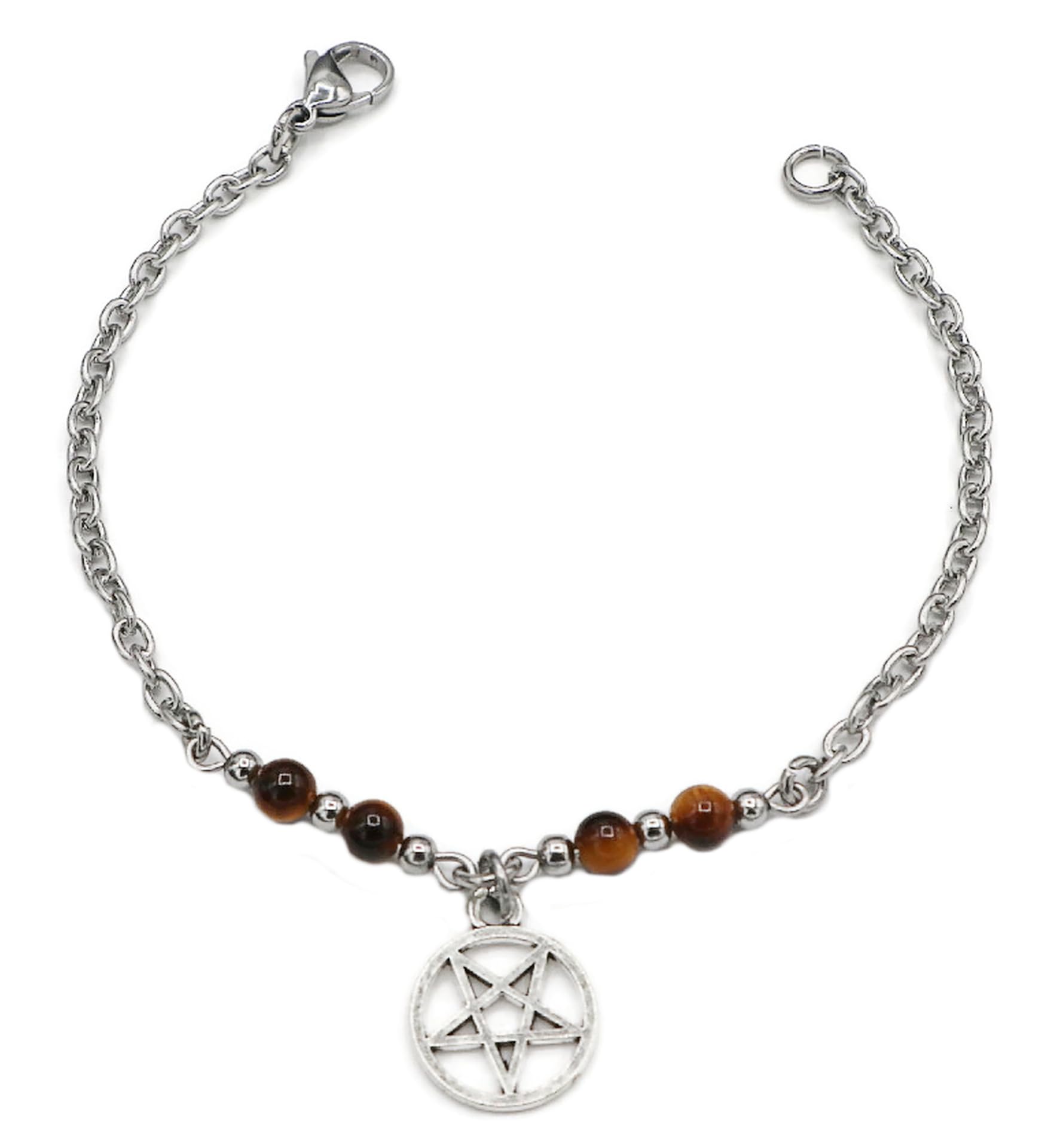 Adjustable Inverted Pentacle Anklet - Witchy Ankle Bracelet with Green Aventurine - Pagan Wiccan Jewelry for Protection & Magic Rituals | Perfect for Spellwork, Meditation & Boho Fashion (6.5-8