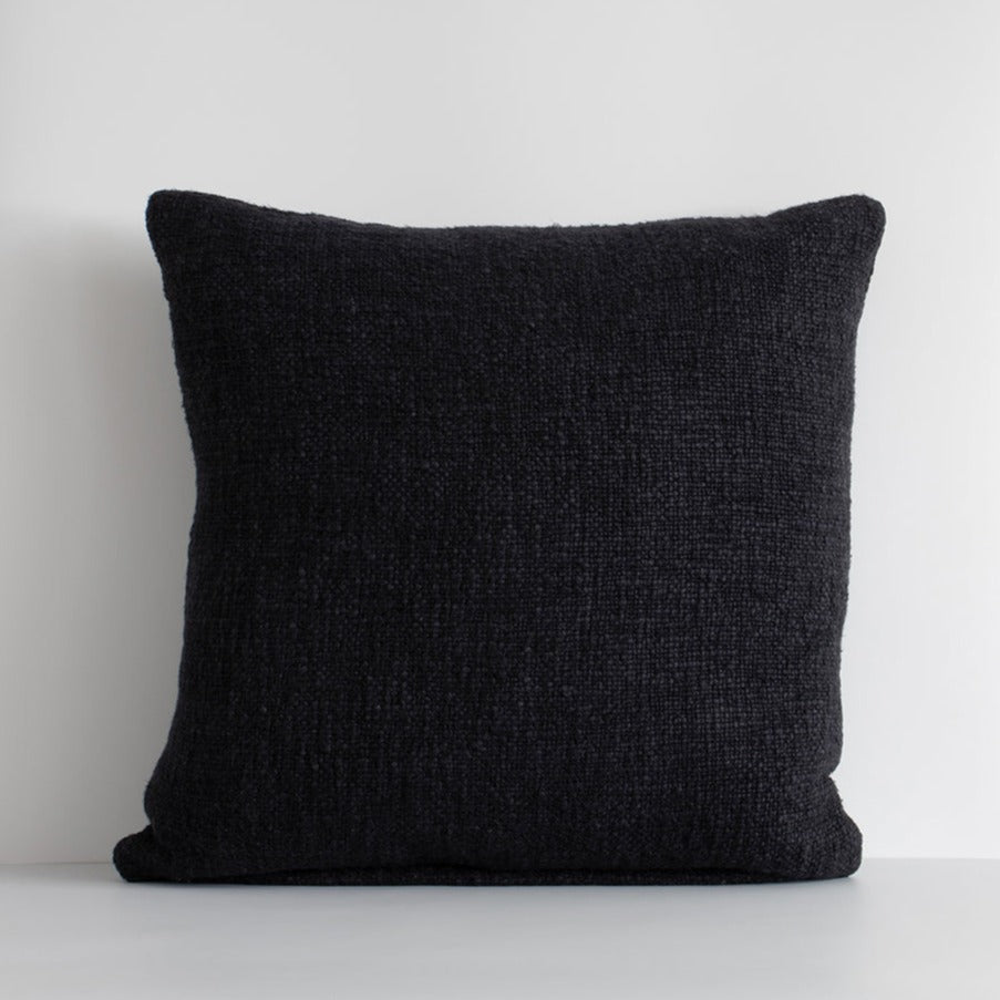 Premium Cyprian Cushion with Feather Inner - Soft Black Decorative Throw Pillow for Sofa, Bed & Home Decor