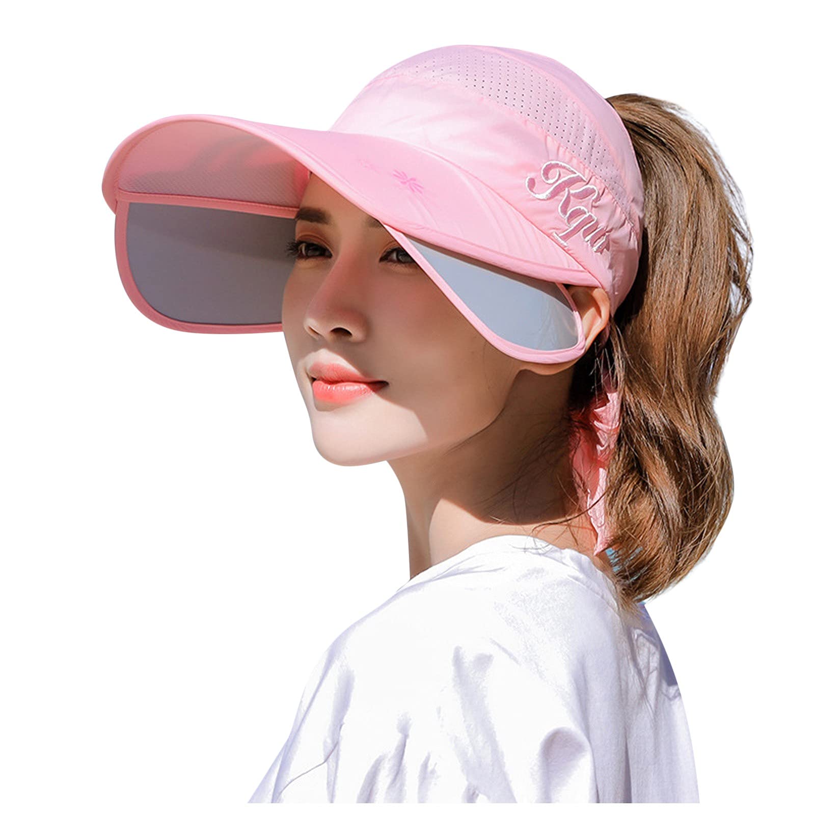 Women's Wide Brim Sun Hat Visor - Breathable & Absorbent Golf Cap with Elastic Band for Baseball, Outdoor Sports & Summer Activities