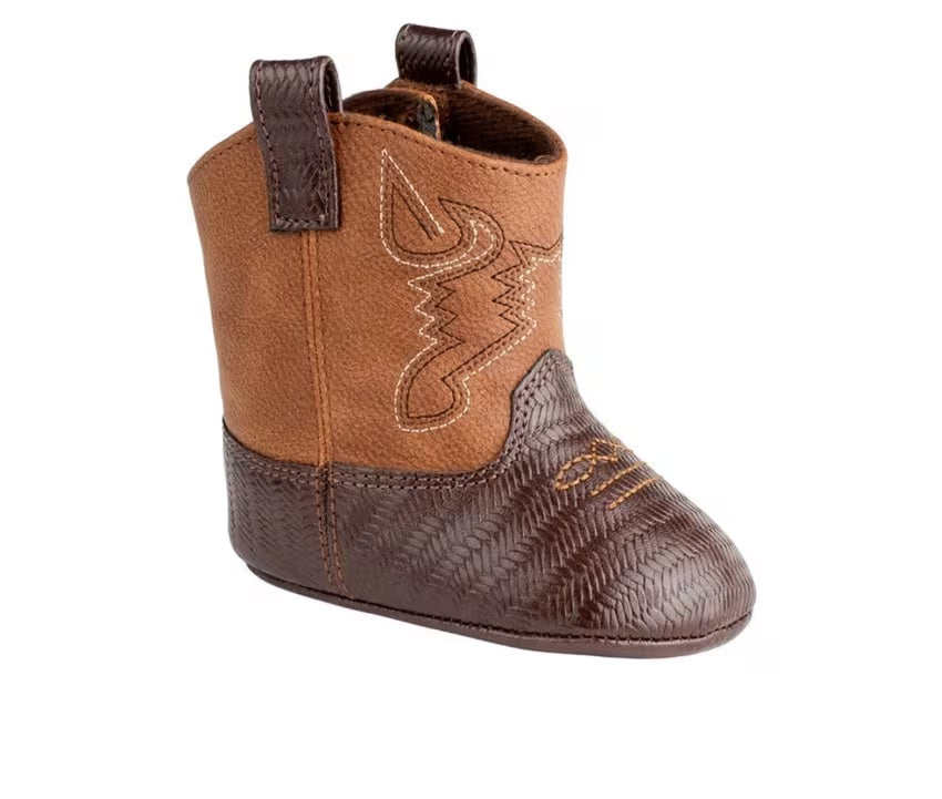 Miller Infant Western Boots for Boys & Girls | Brown Textured Leather Cowboy Boots with Non-Slip Sole - Perfect for Rodeo, Halloween Costume & Western-Themed Parties
