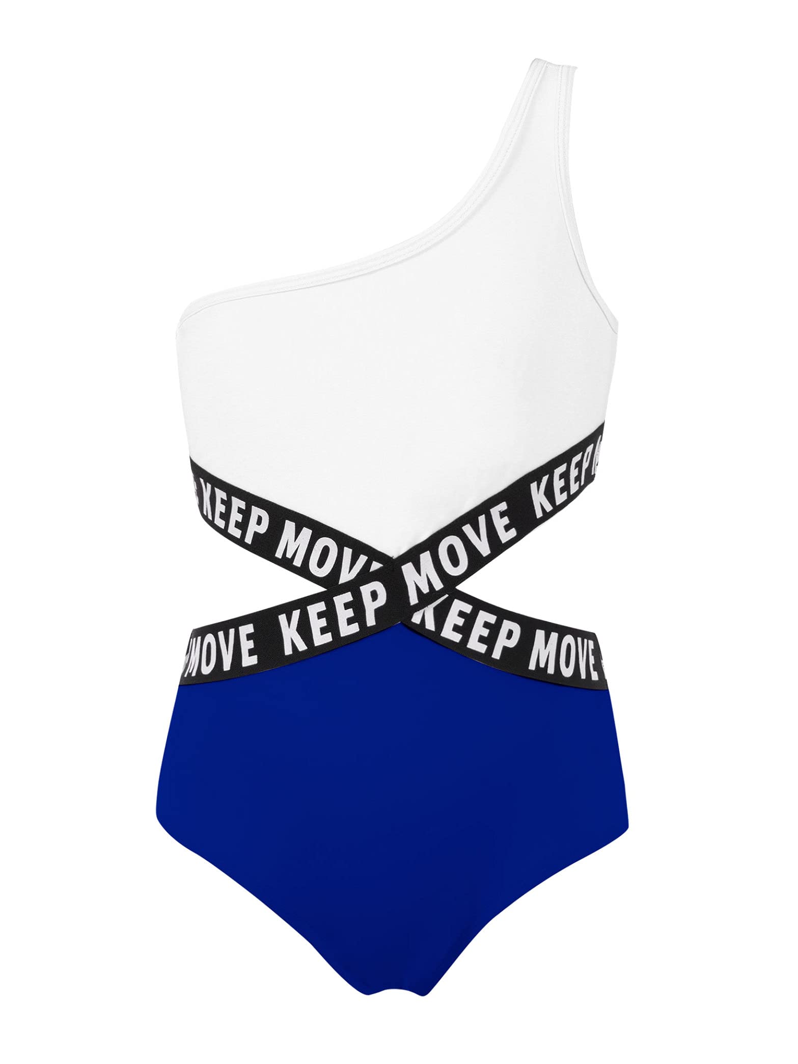 Hedmy Girls One Piece Athletic Swimwear - One Shoulder Cutout Monokini Bikini Bathing Suit for Kids | Perfect for Swimming Lessons, Beach Vacations & Pool Parties