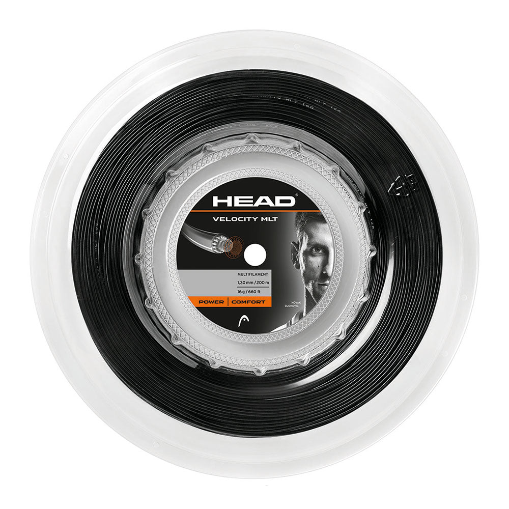 Head Velocity MLT 16/1.30 Tennis String Reel (Black) - Premium Synthetic Gut String for Tennis Rackets | Perfect for Control & Comfort in Competitive Play & Practice Sessions