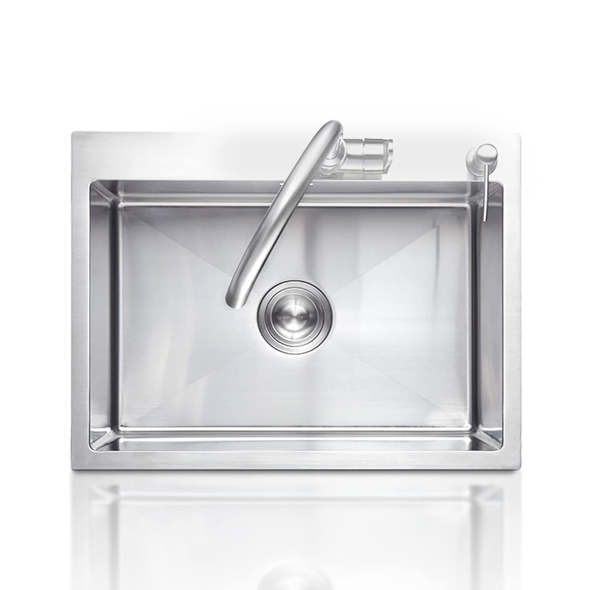 Premium Stainless Steel Square Kitchen Sink with Faucet - 3mm Thick, Easy to Clean Bar & Kitchen Sink (65x45cm, Silver) - Perfect for Modern Homes, Restaurants & Commercial Kitchens