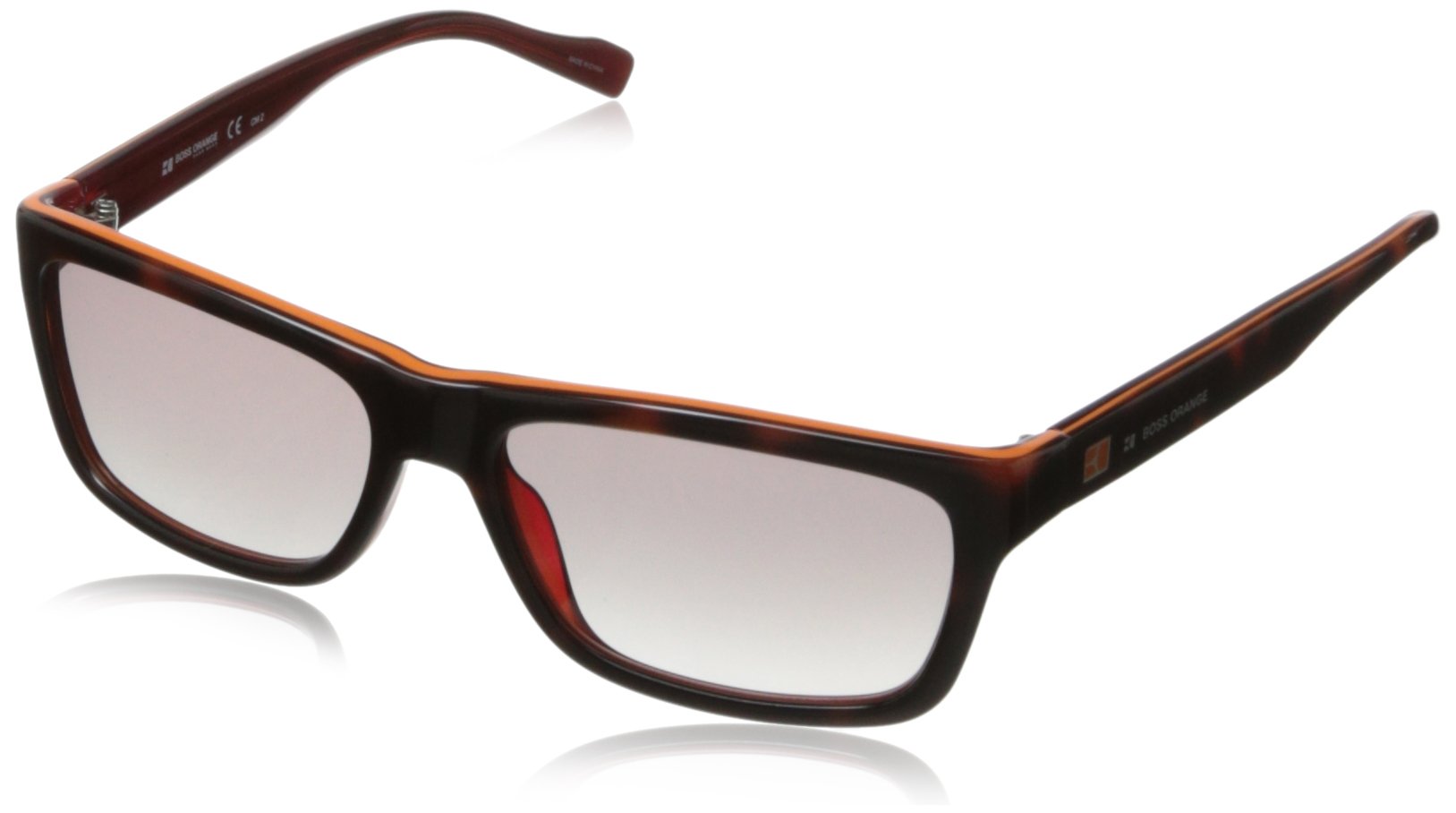 BOSS by Hugo Boss Men's 0094/S Rectangular Sunglasses - Havana Orange Frame (55mm) | Polarized UV Protection for Driving, Outdoor & Fashion | Premium Safilo Group Eyewear