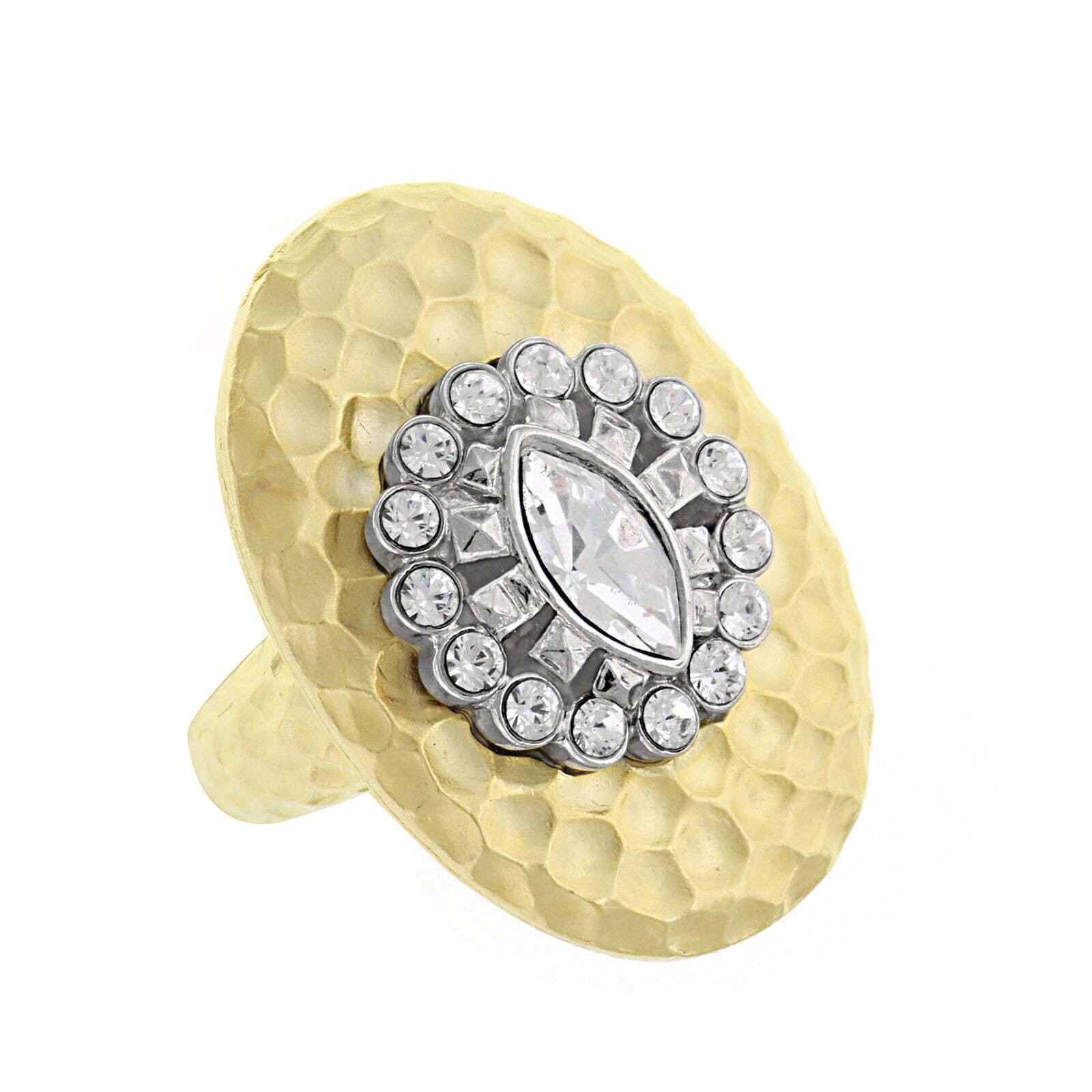 1928 Jewelry Fusion Lux Multi Crystal Large Dome Ring - Elegant Statement Piece for Women, Perfect for Parties, Weddings & Special Occasions
